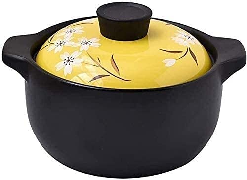 NC Clay Pot – 3L Ceramic Casserole for Healthy Soup, Stew, Rice & Milk Dessert | Heat Resistant, Stovetop & Open Fire Safe | Perfect for Slow Cooking, Family Meals & Traditional Recipes (Yellow)