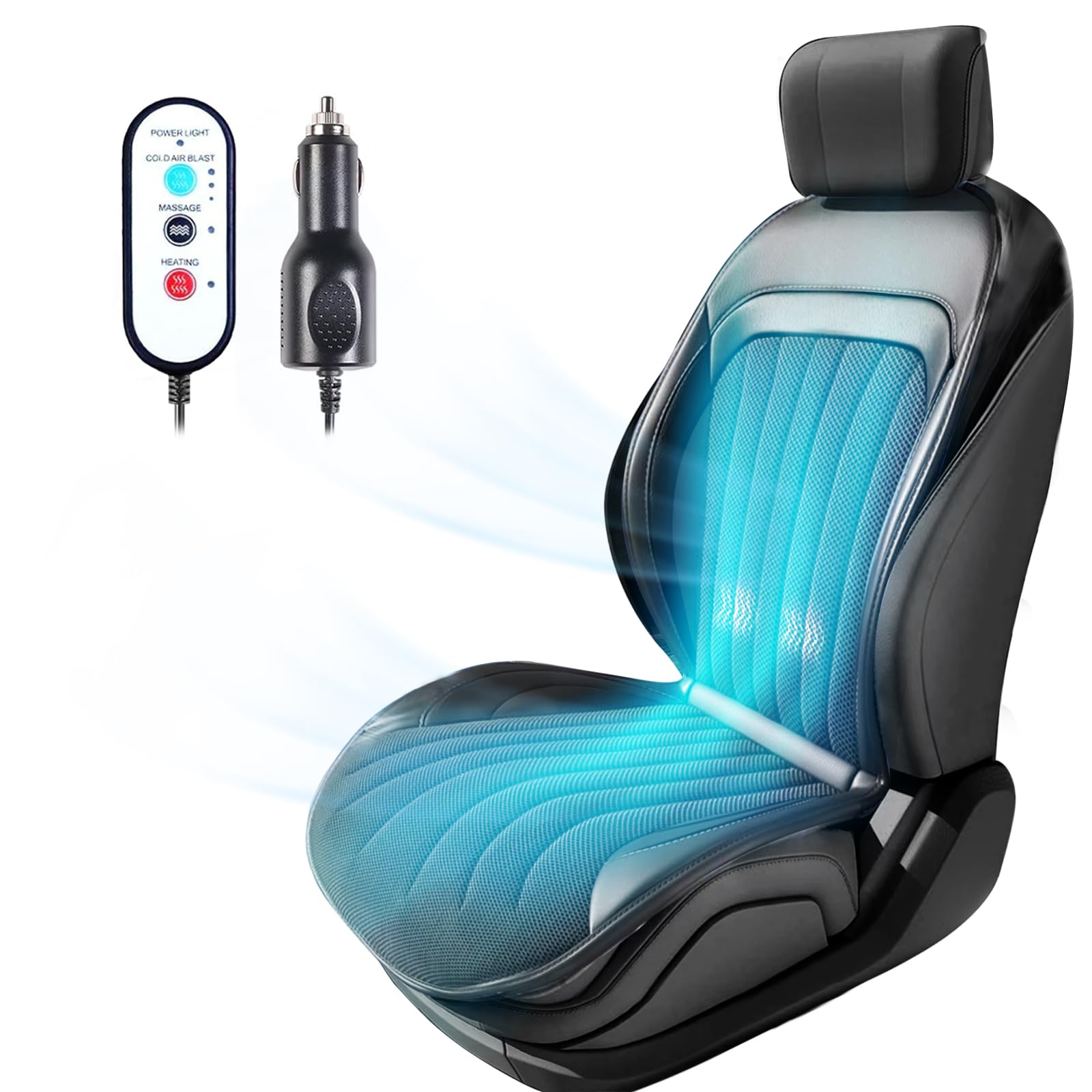 12V 16-Fan Cooling & Heating Car Seat Covers - 3-in-1 Breathable Auto Seat Covers for Summer Cooling & Winter Warmth | Perfect for Long Drives, Road Trips & Hot Weather Commuting