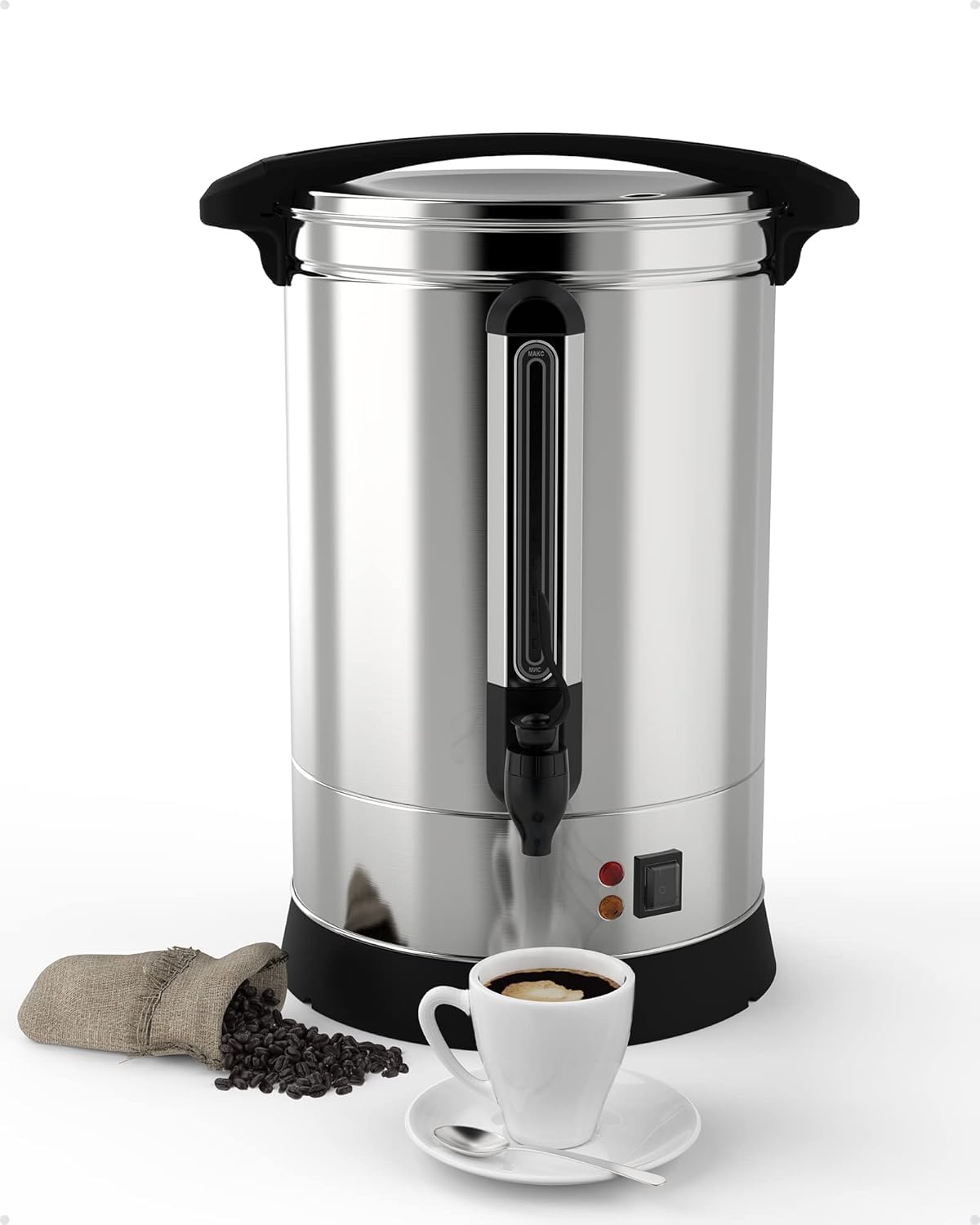 14L/3.8 Gallon Commercial Coffee Maker - 100 Cups Stainless Steel Coffee Urn for Buffet, Catering, Wedding & Large Gatherings | Hot Water Dispenser for Restaurants, Offices & Events