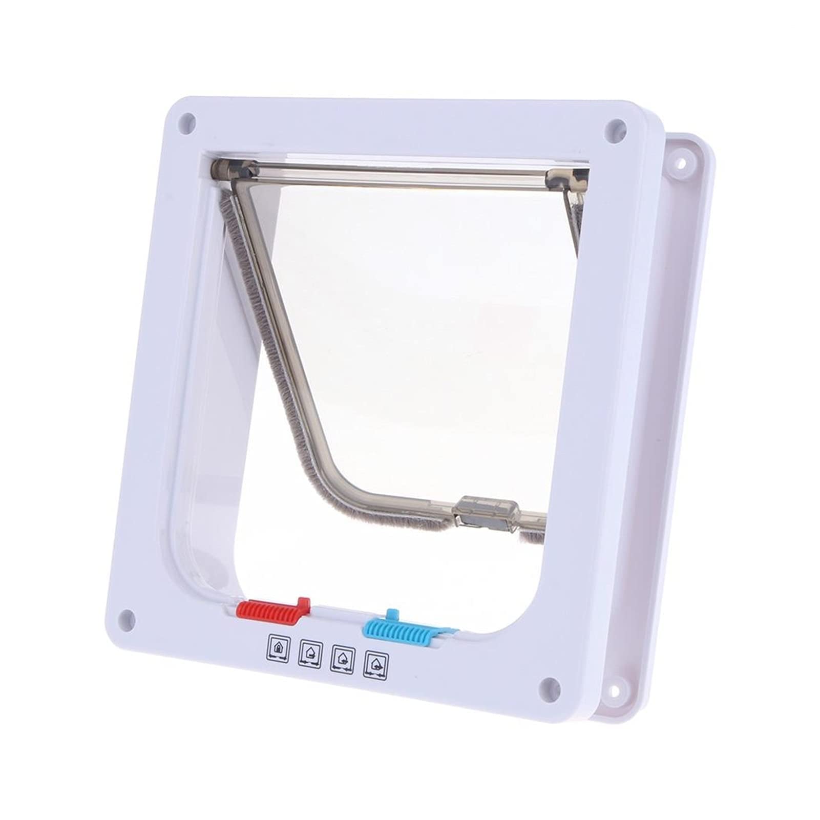 Lockable 4-Way Pet Door for Dogs & Cats - ABS Plastic Security Flap with S/M/L Sizes - Small Animal Gate for Indoor/Outdoor Use (White, 19.2x20x2.2cm) - Perfect for Homes, Apartments & Backyards