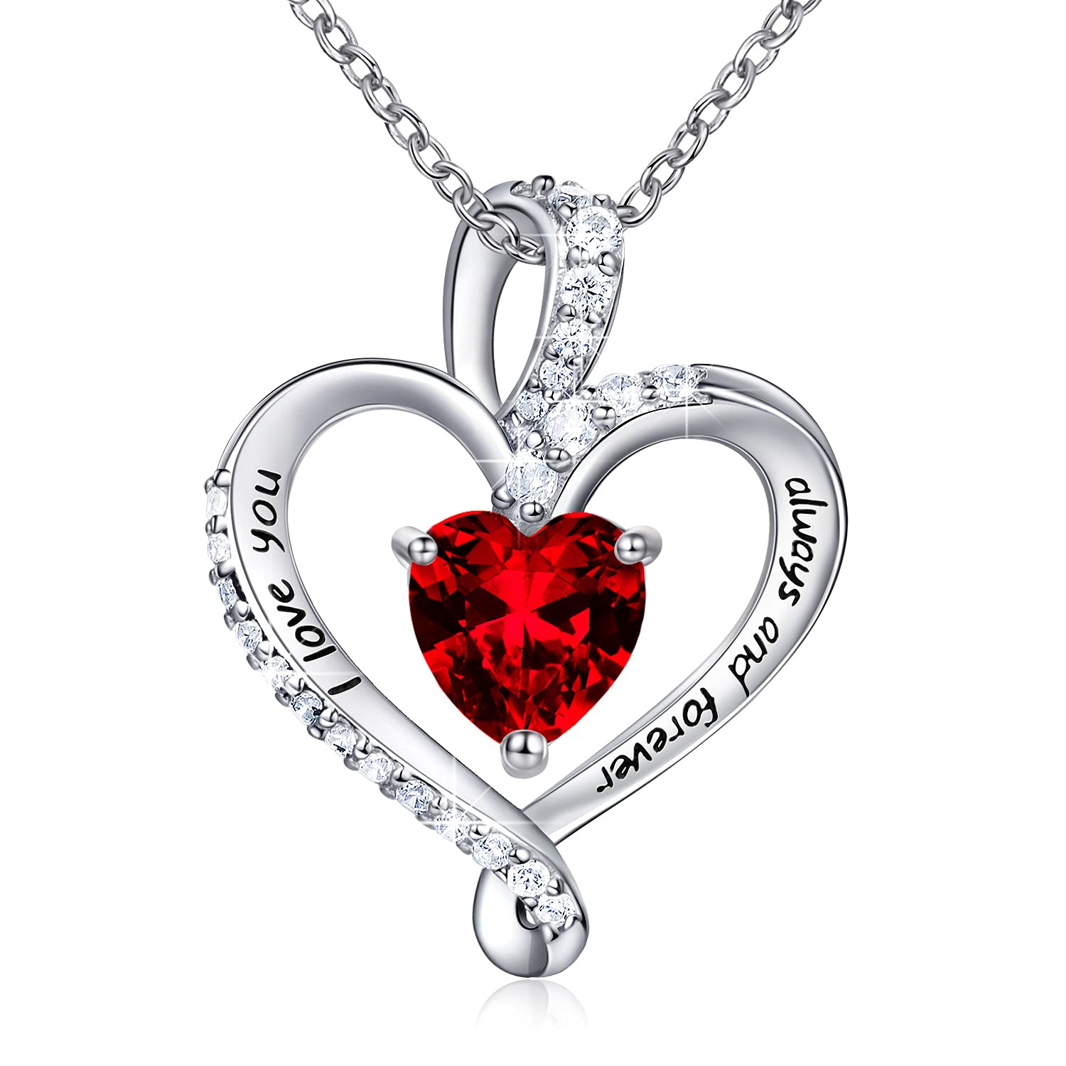 Divas Mode Sterling Silver Heart Necklace with Birthstone - Elegant Jewelry Gift for Women, Mothers, Wives, Sisters & Daughters | Perfect for Christmas, Birthday, Anniversary & Everyday Wear