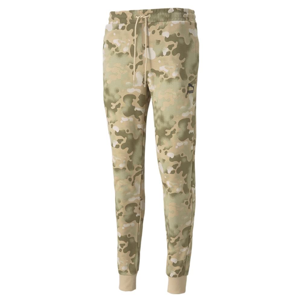PUMA Men's Classic Camo Print AOP Sweatpants - Green Casual Jogger Pants for Gym, Lounge & Streetwear Fashion