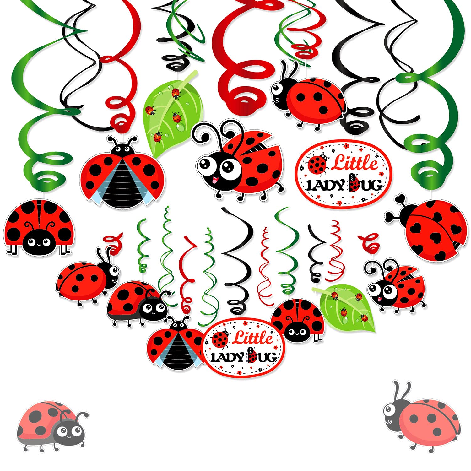 15 PCS Ladybug Birthday Party Decorations - Hanging Swirls, Party Favors & Supplies for Ladybug Themed Birthday Celebrations | Perfect for Kids' Parties, Baby Showers & Garden Events