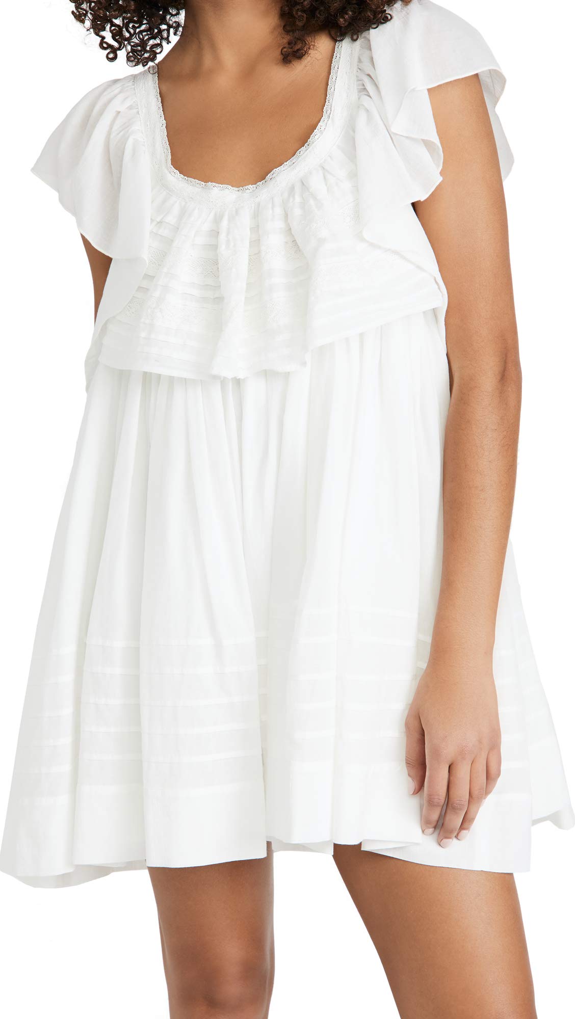Free People Women's Hailey Mini Dress - Flowy Boho Summer Dress with V-Neck & Ruffle Sleeves for Beach, Vacation & Date Night