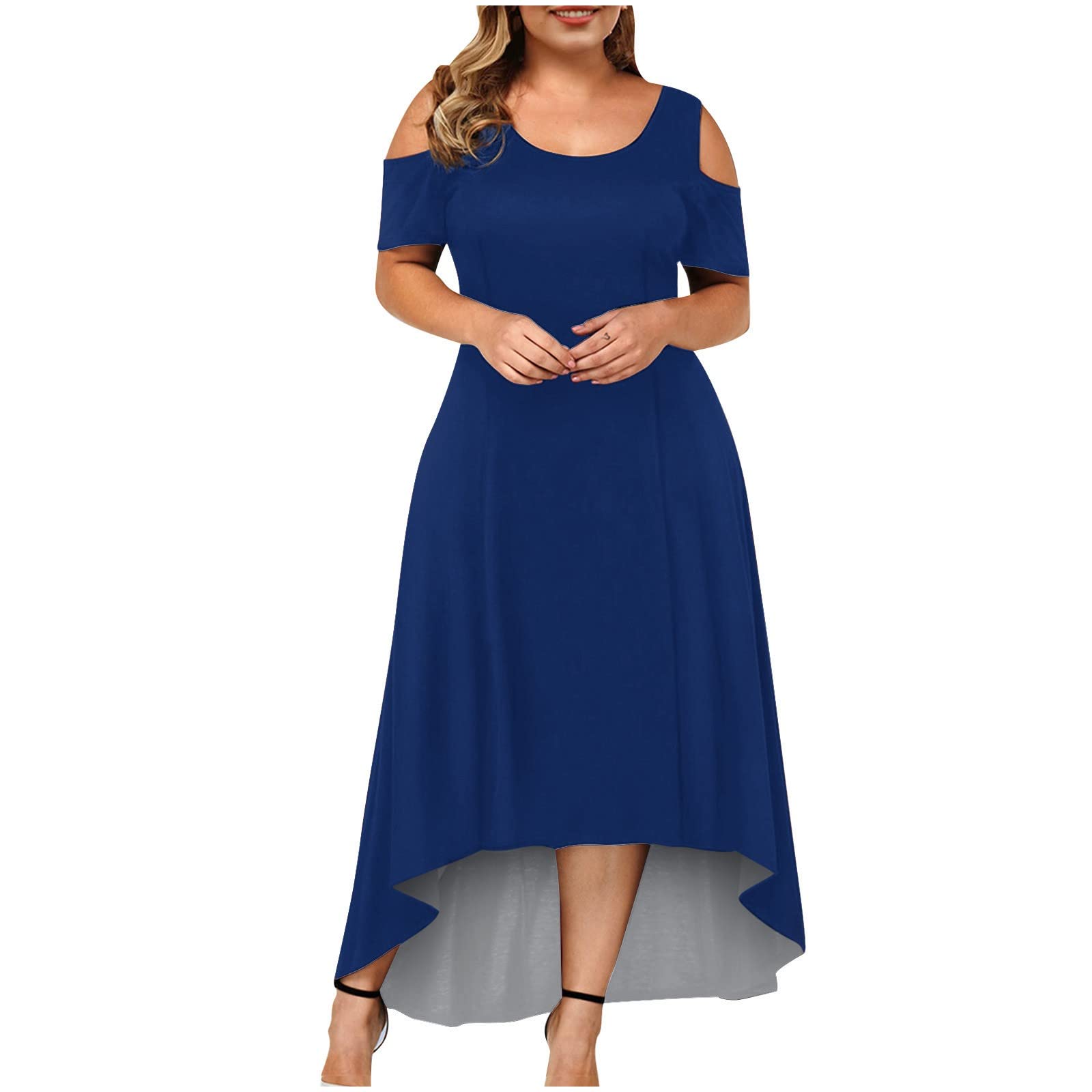 Tobchonp Women's Summer Ruffle Dress - Elastic Empire Waist A-Line Mini Dress with Layered Swing Flowy Design | Perfect for Beach Vacation, Date Night & Summer Outings
