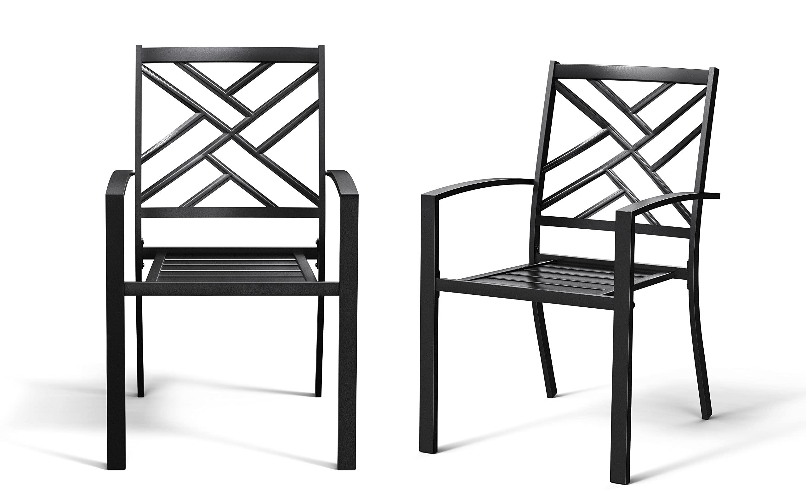 **Bigroof Outdoor Patio Dining Chairs Set of 2 - Heavy Duty 300LB Capacity Metal Stackable Bistro Chairs, All-Weather Patio Furniture for Backyard, Deck, Garden, Lawn & Poolside - Perfect for Outdoor Dining, Relaxing & Entertaining**