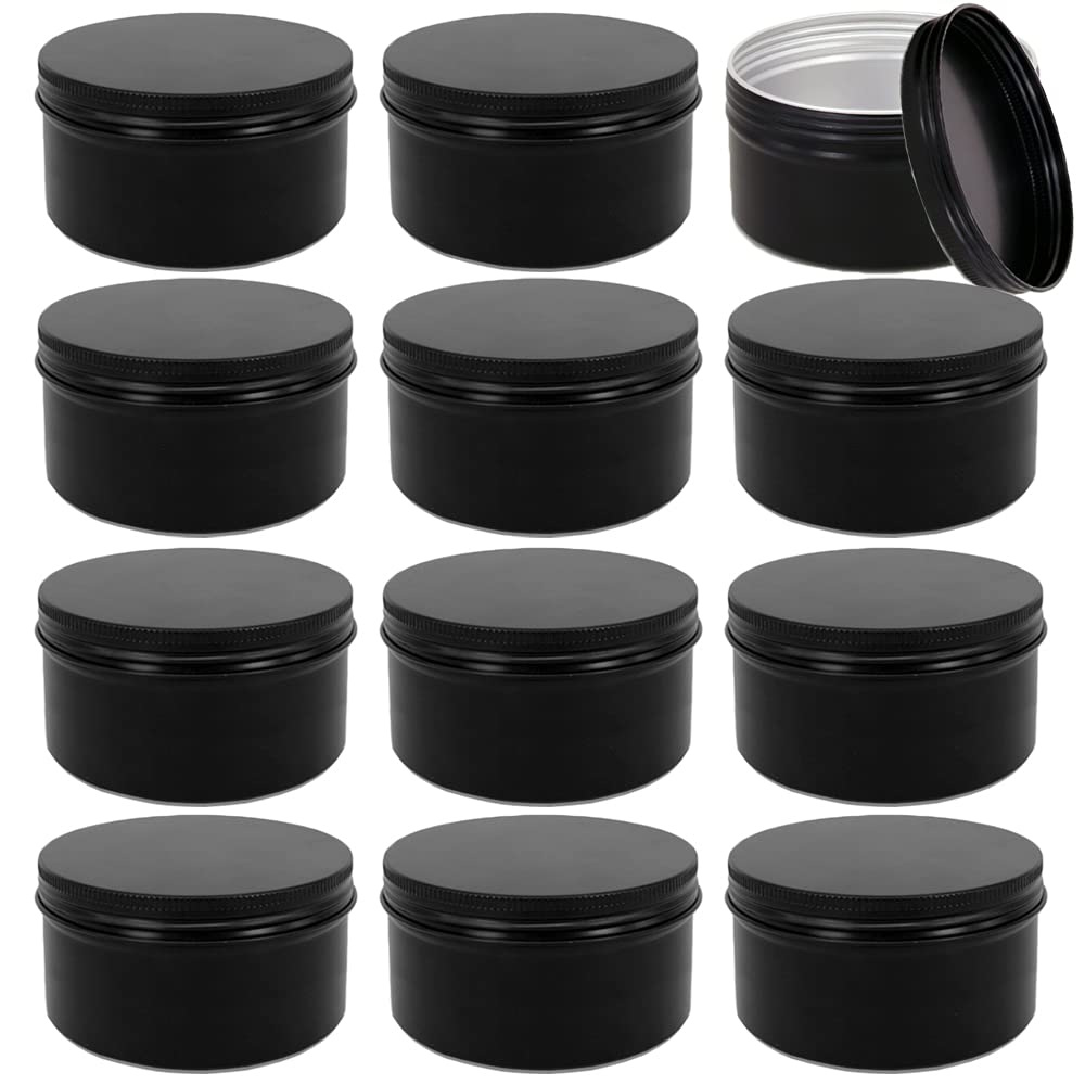 12Pcs 4oz Round Aluminum Tins with Screw Top Lids - Empty Metal Containers for Candle Making, DIY Crafts, Spice Storage, Gift Packaging & Home Organization - Perfect for Aromatherapy, Wedding Favors & Small Item Storage