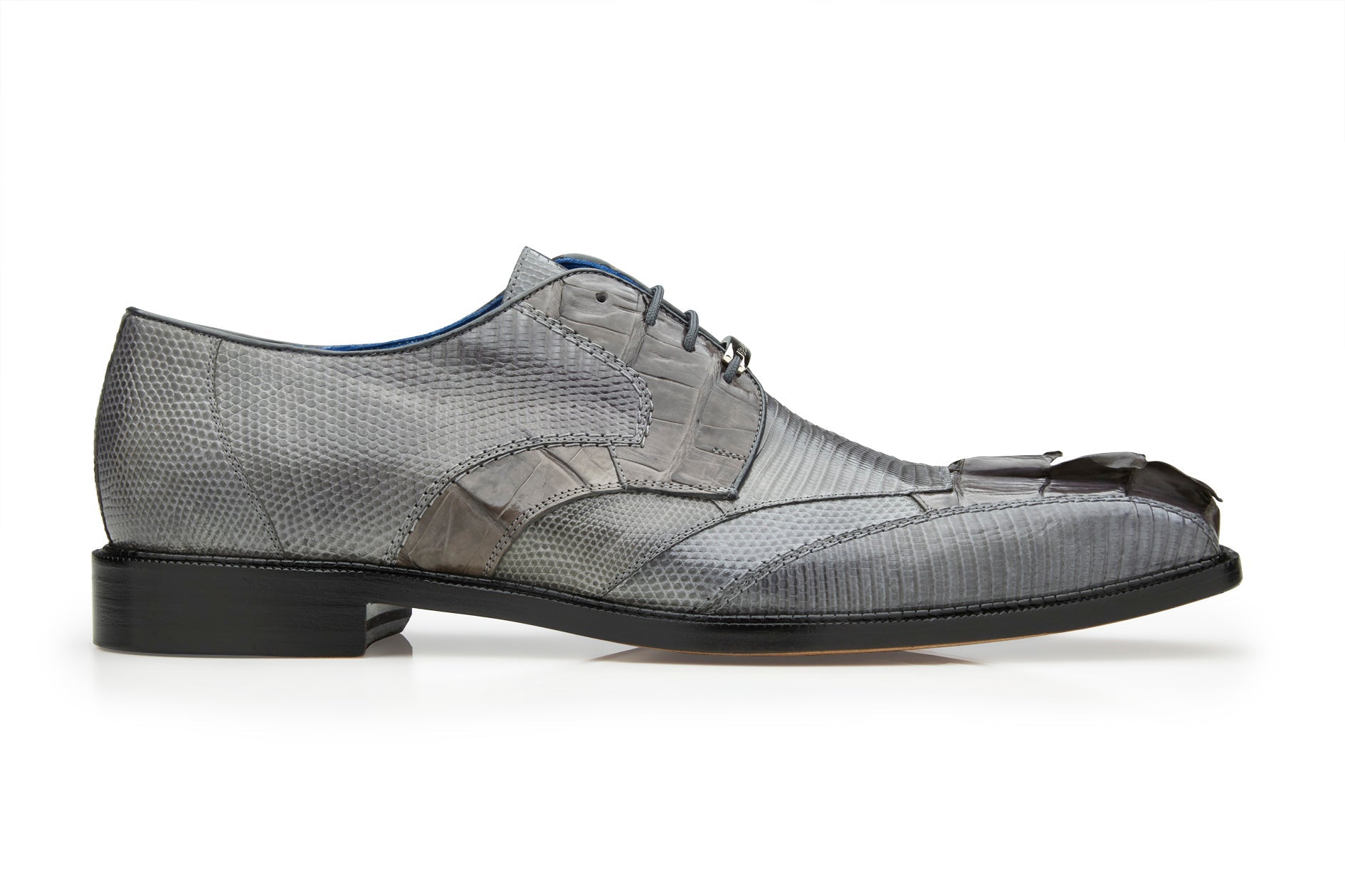 Belvedere Valter Genuine Caiman Crocodile & Lizard Leather Dress Shoes - Gray Size 1480 | Luxury Formal Footwear for Business Meetings & Special Occasions