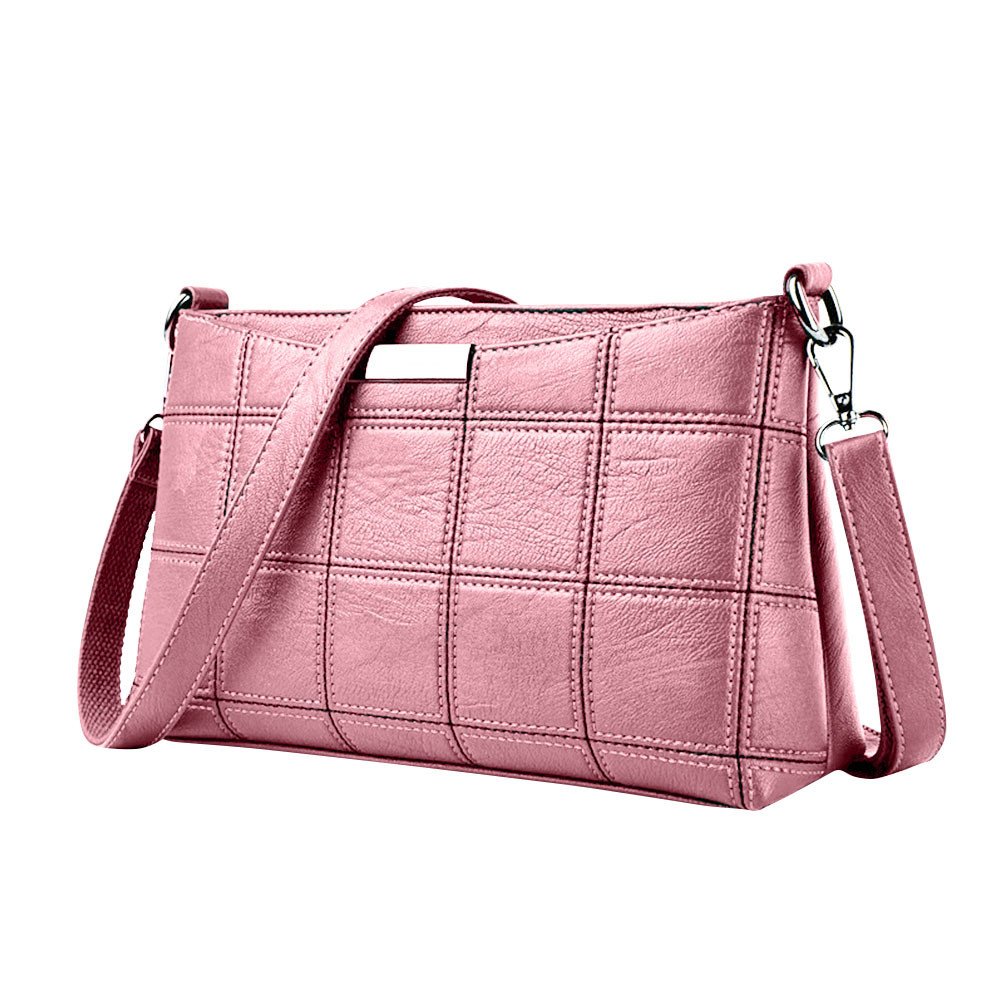FORUU Genuine Leather Plaid Messenger Bag - Unisex Small Square Shoulder Bag for Women & Men - Perfect for Work, Travel & Daily Use