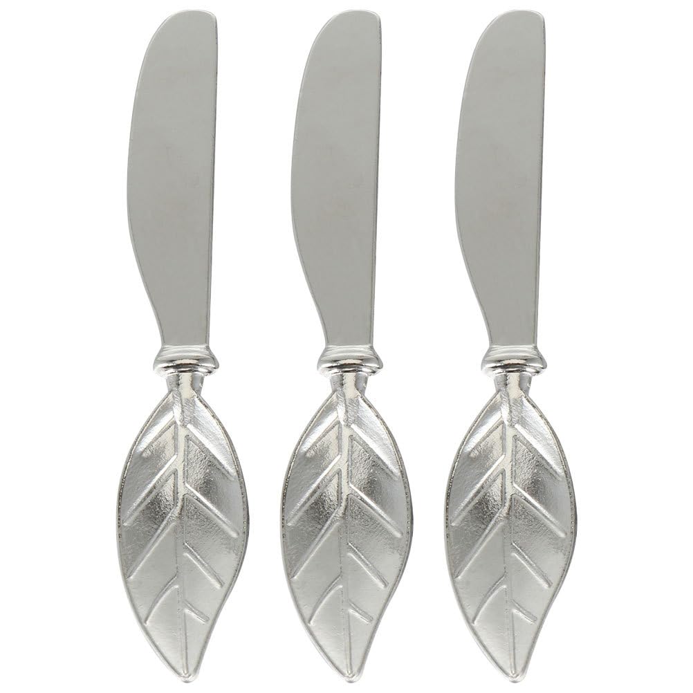 3-Piece Zinc Alloy Butter Cutter Set - Leaf-Shaped Cheese Spreader & Scraper for Peanut Butter, Jam, Cream Cheese | Kitchen Utensils for Baking, Cooking & Food Prep