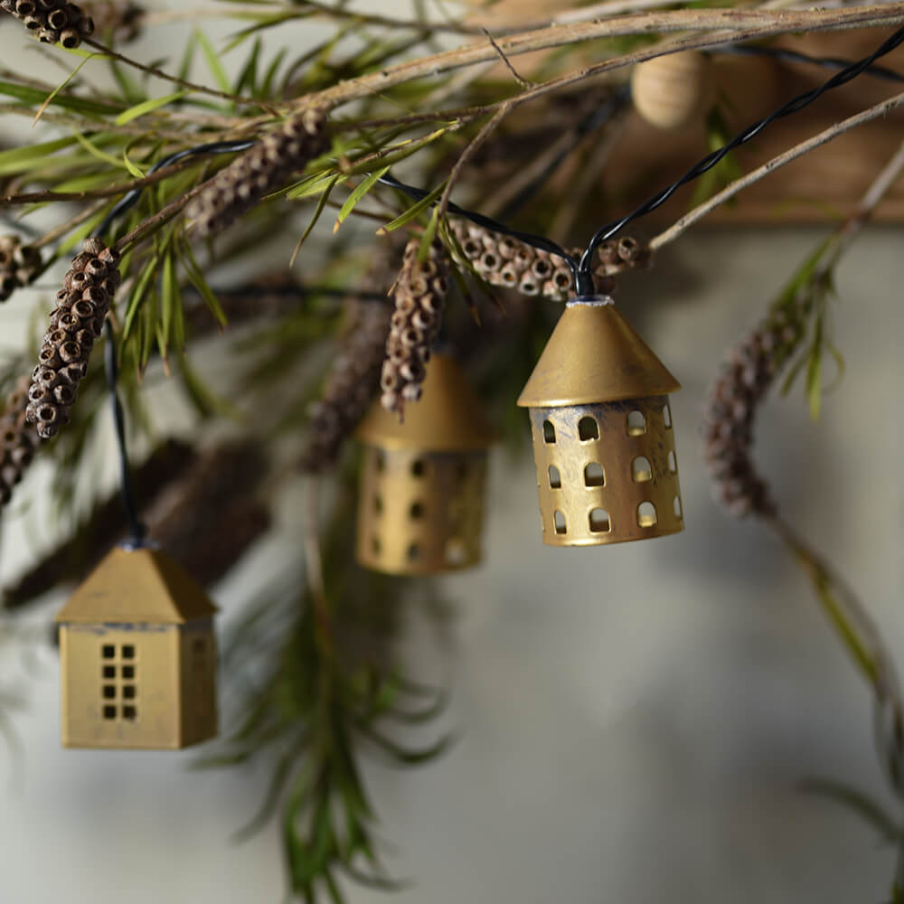 Gold Winter Village LED Fairy Lights with Battery - Perfect for Holiday Decorations, Christmas Tree, and Home Ambiance Lighting