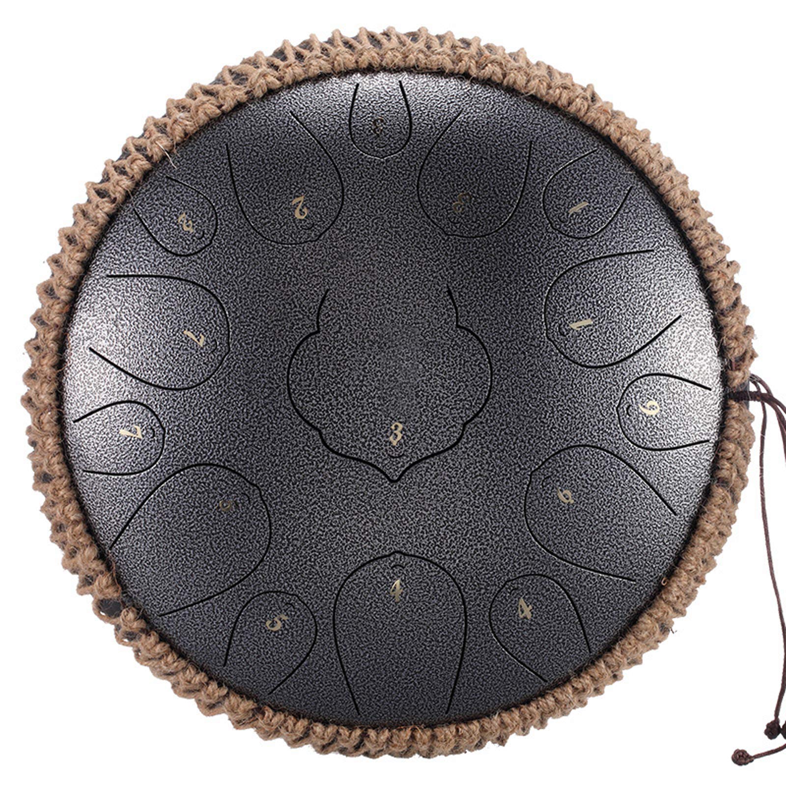 13 Inch 15 Notes C-Key Steel Tongue Drum Handpan - Meditation & Musical Instrument with Mallets, Gig Bag & Music Book - Perfect for Yoga, Sound Therapy, Music Education and Relaxation