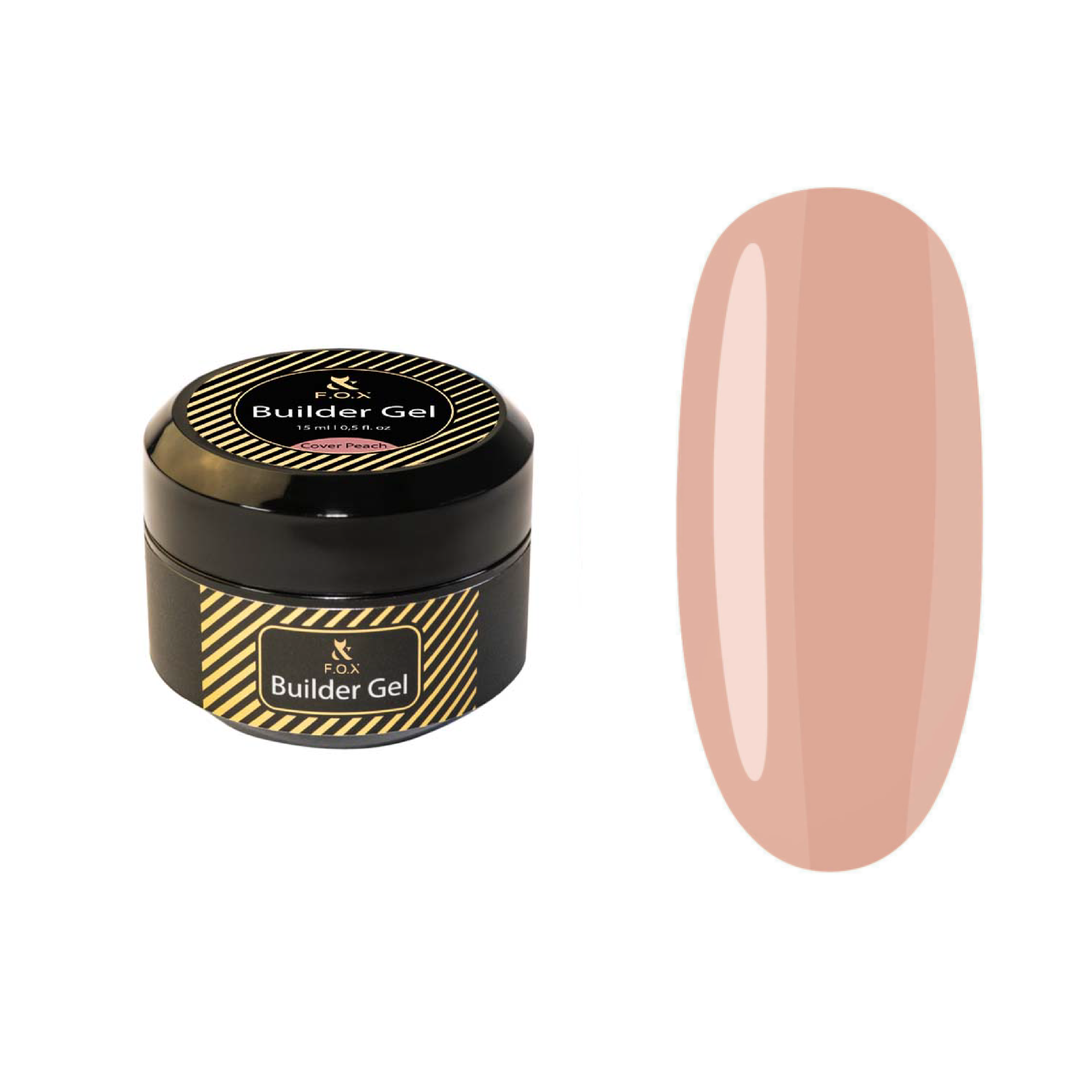 FOX Builder Gel Cover Peach - 15ml Nail Strengthening Gel for Natural & Acrylic Nails - Perfect for DIY Manicures & Salon Use