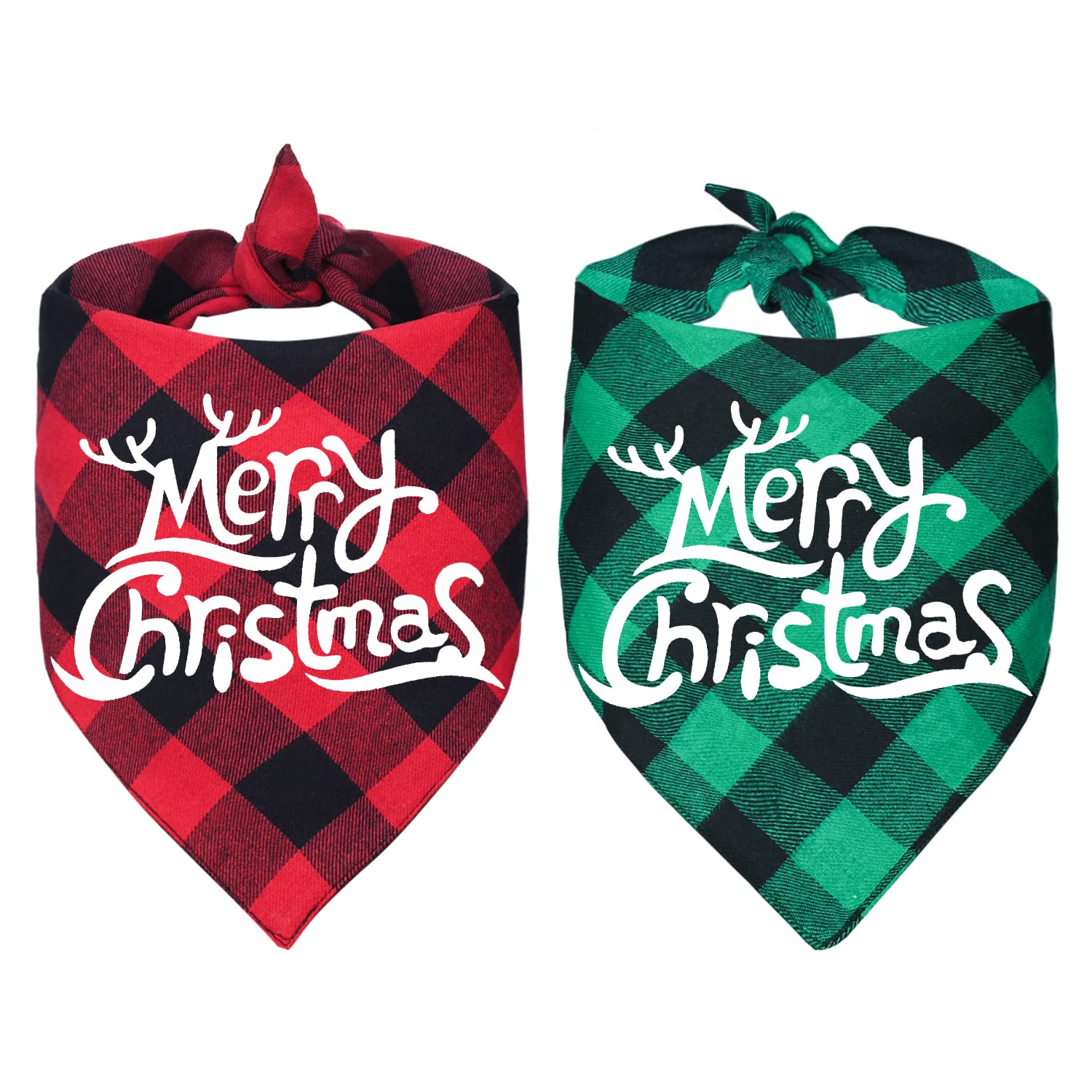 Malier 2 Pack Holiday Dog Bandanas - Christmas Halloween Thanksgiving Plaid Pet Scarves for Small Medium Large Dogs & Cats | Festive Pet Costume Accessories & Party Decorations for Seasonal Celebrations