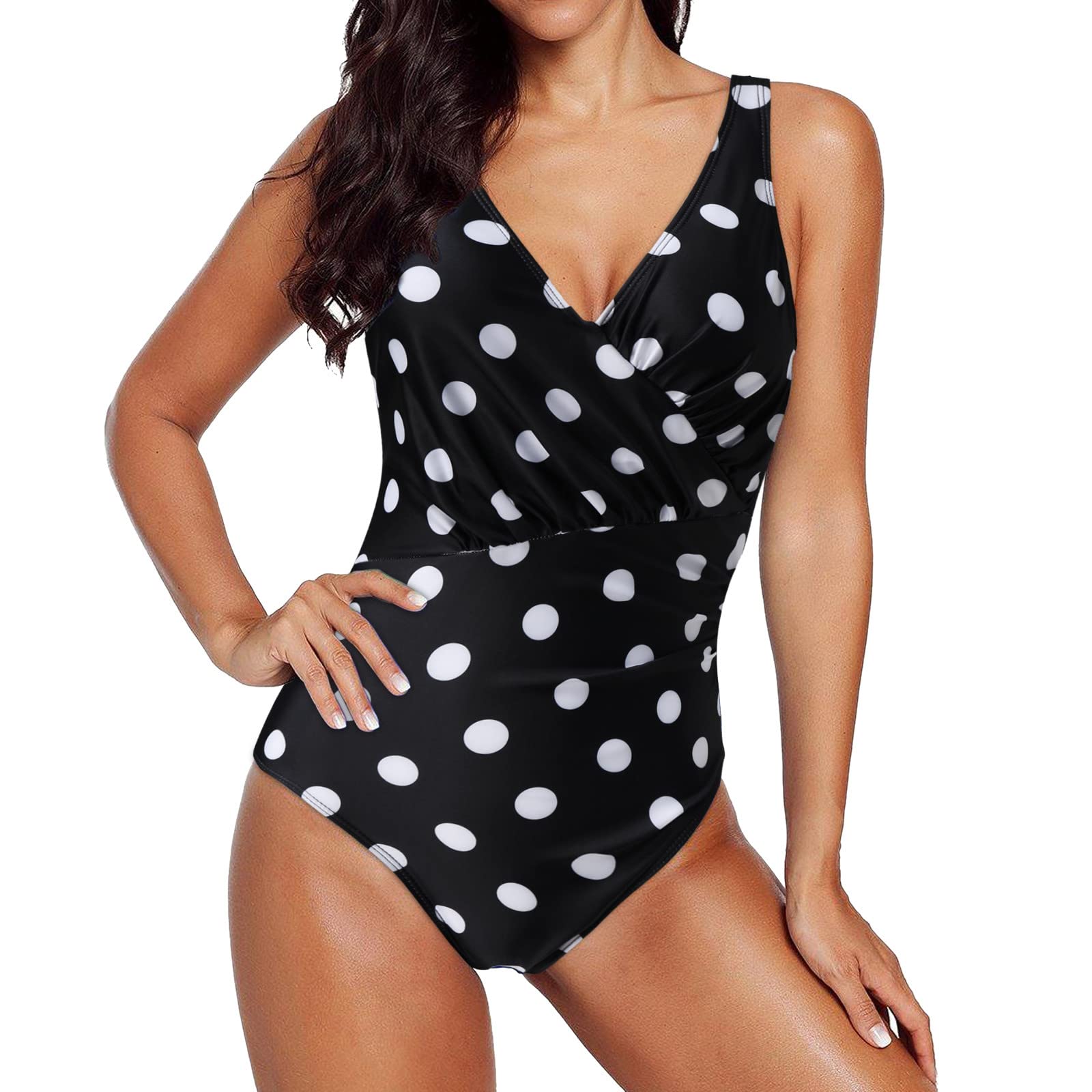 Stylish One Piece Swimsuit for Women - Modest Ruched Halter Swimsuit with Spaghetti Straps | Perfect for Summer Beach, Pool Party & Vacation Swimwear