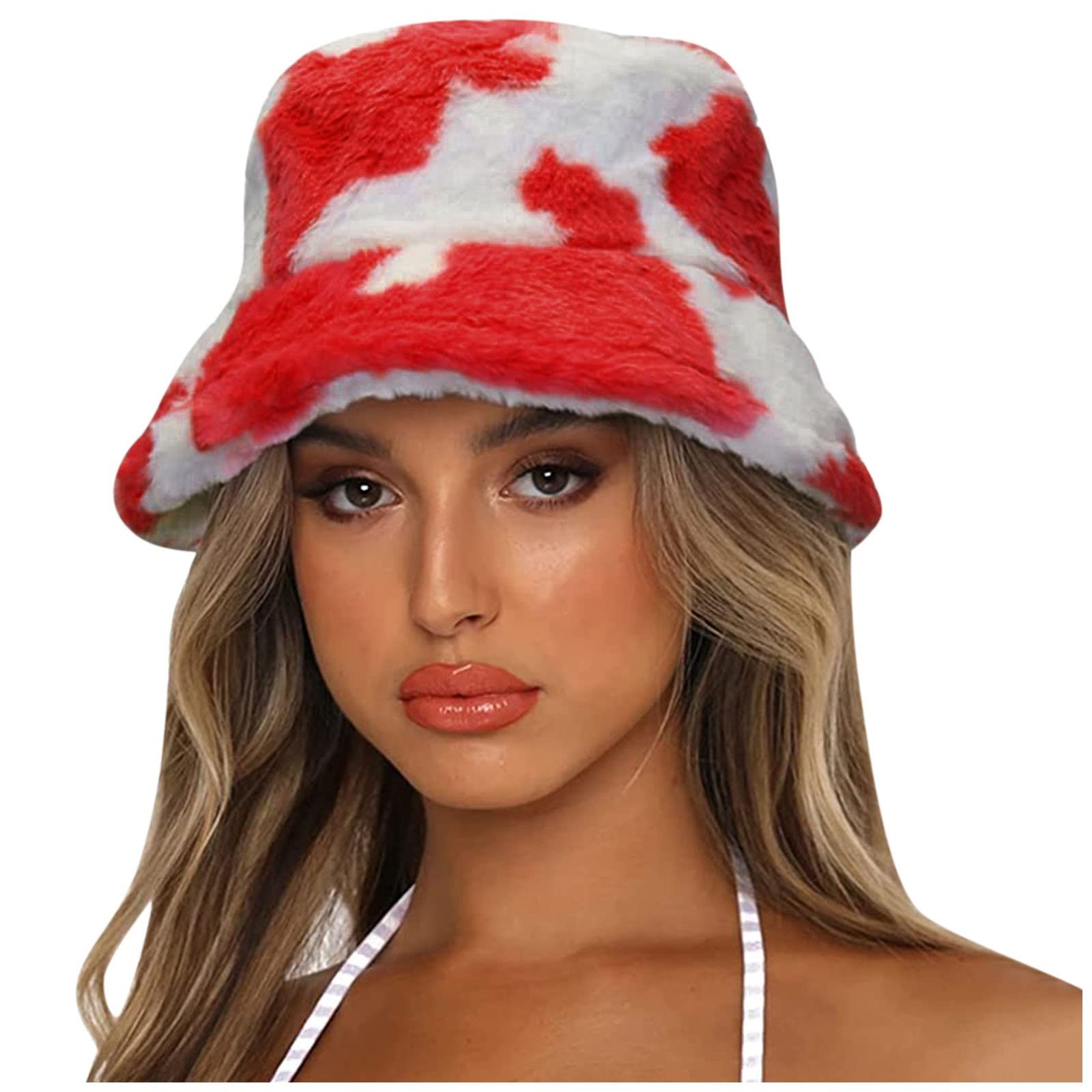 CKXZUI Winter Warm Thick Printed Bucket Hat for Women & Teens - Fashionable Plain Basin Cap for Girls, Cold Weather Beanie - Perfect for Outdoor Activities, Skiing, and Daily Winter Wear