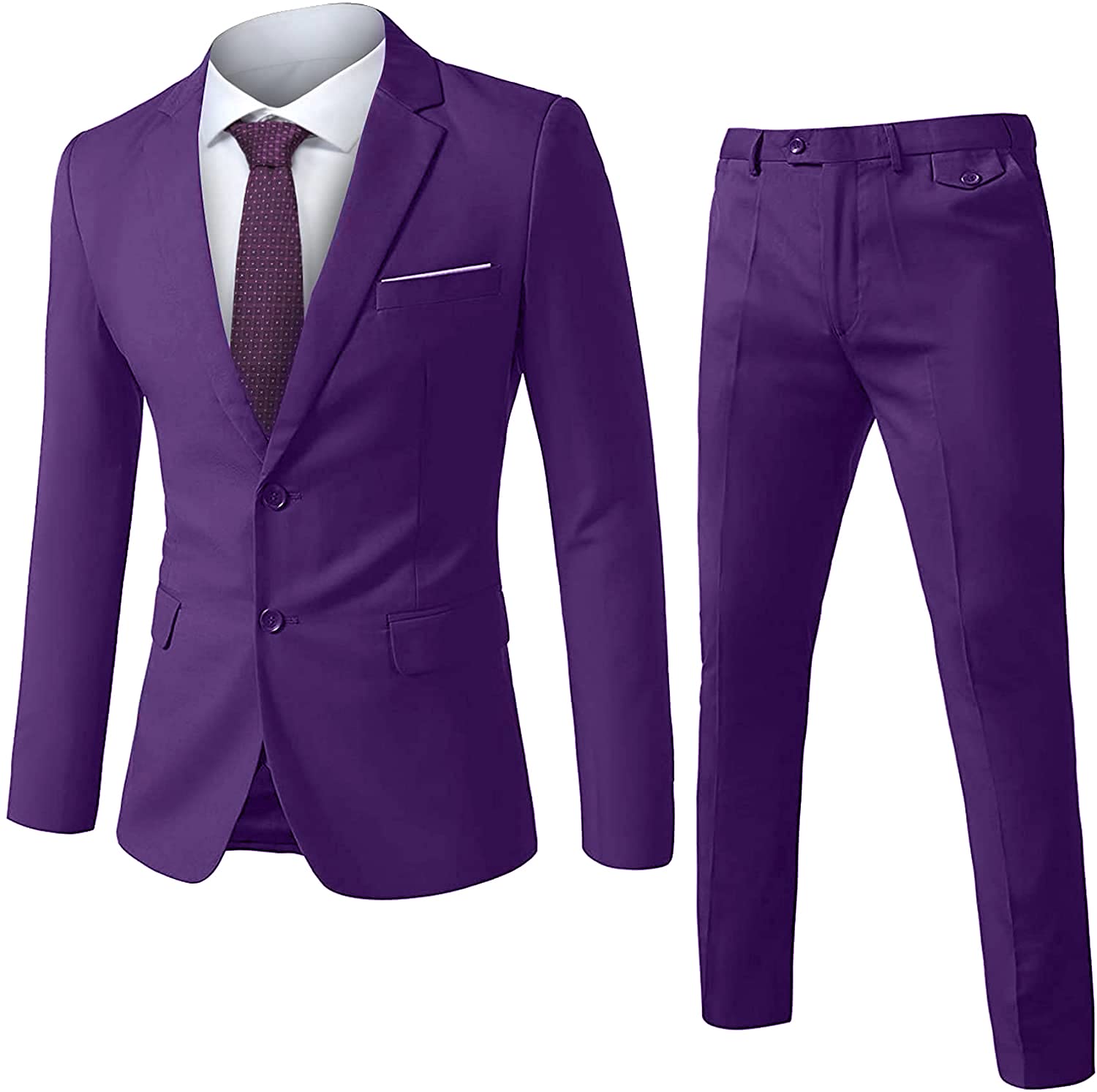 WEEN CHARM Men's Slim Fit 2 Button 3 Piece Suit Set - Formal Business Attire for Weddings, Interviews & Office Wear