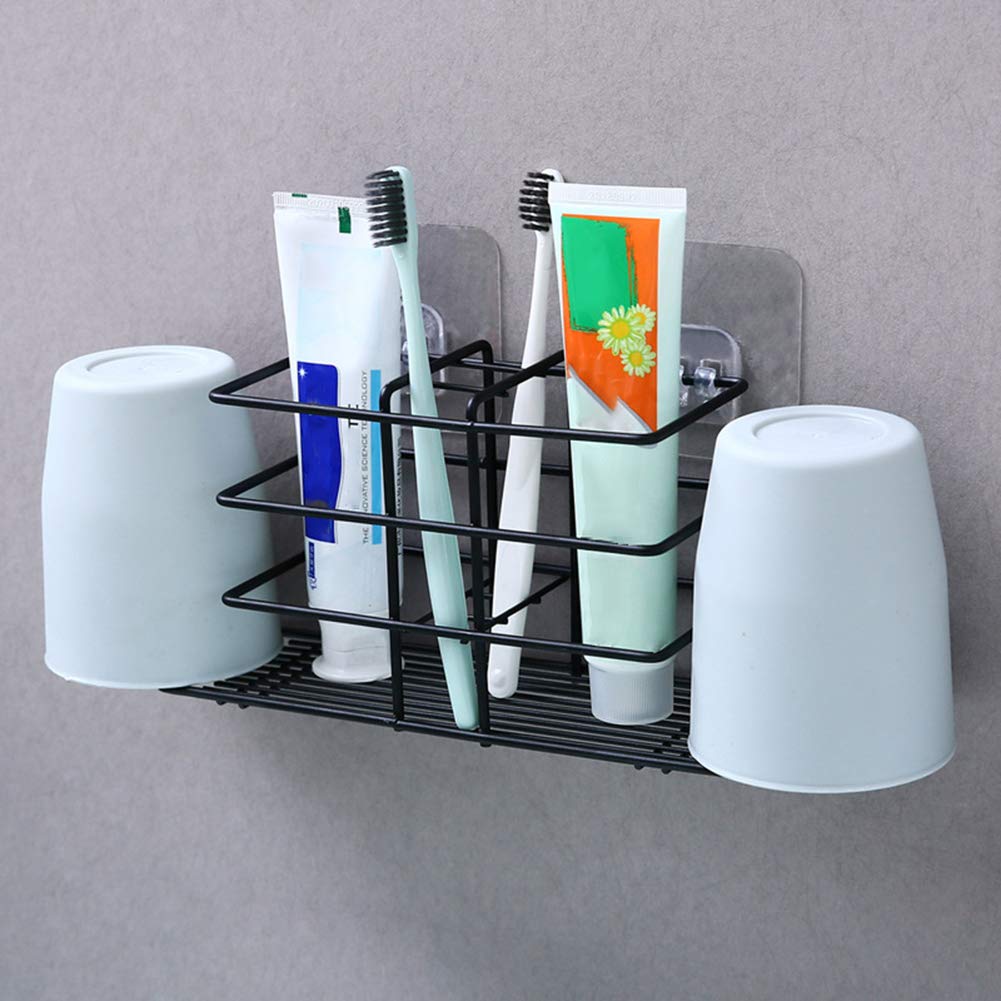Ammzzoo111 Stainless Steel Toothpaste & Toothbrush Holder - Metal Bathroom Organizer with Wash Cup, Black - Perfect for Countertop Storage, Shower Caddy, and Bathroom Decor