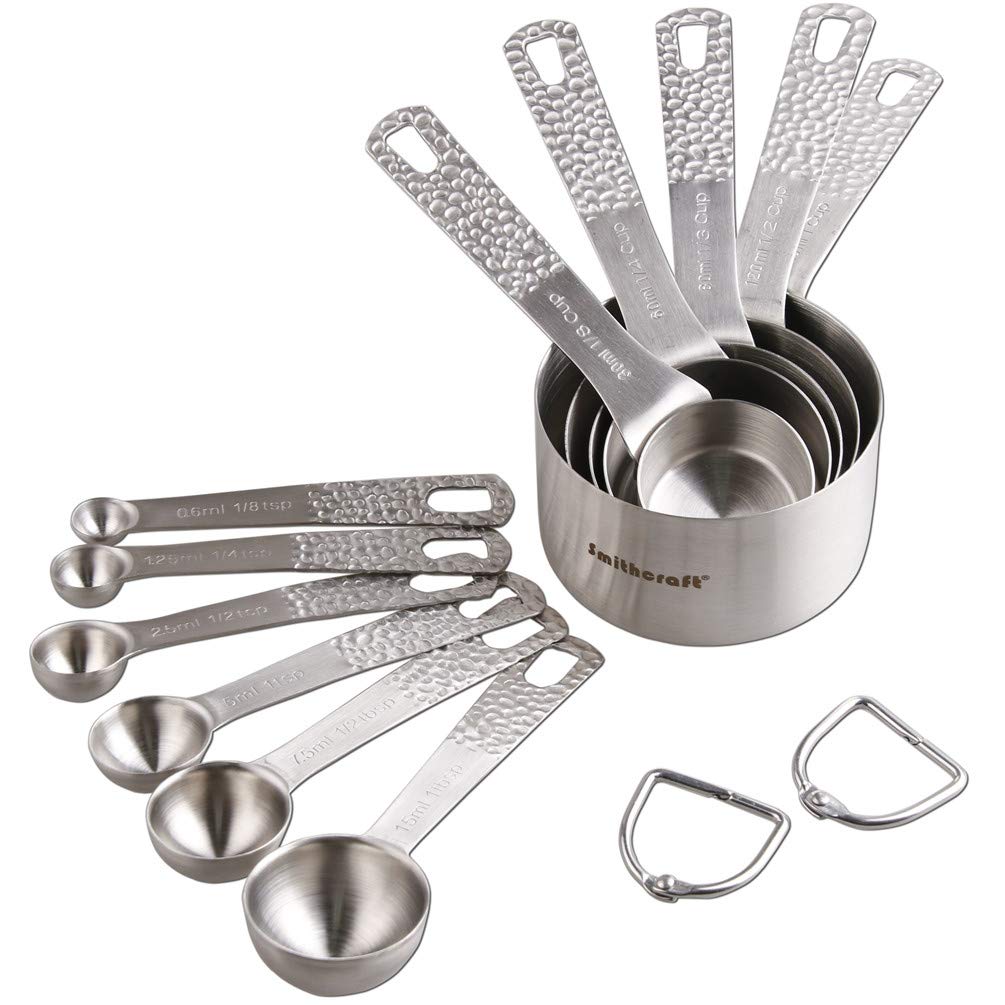 Premium Stainless Steel Measuring Cups and Spoons Set (5 Cups + 6 Spoons) - 18/8 Food-Grade Metal for Baking, Cooking & Meal Prep - Essential Kitchen Tools for Home Chefs & Bakers
