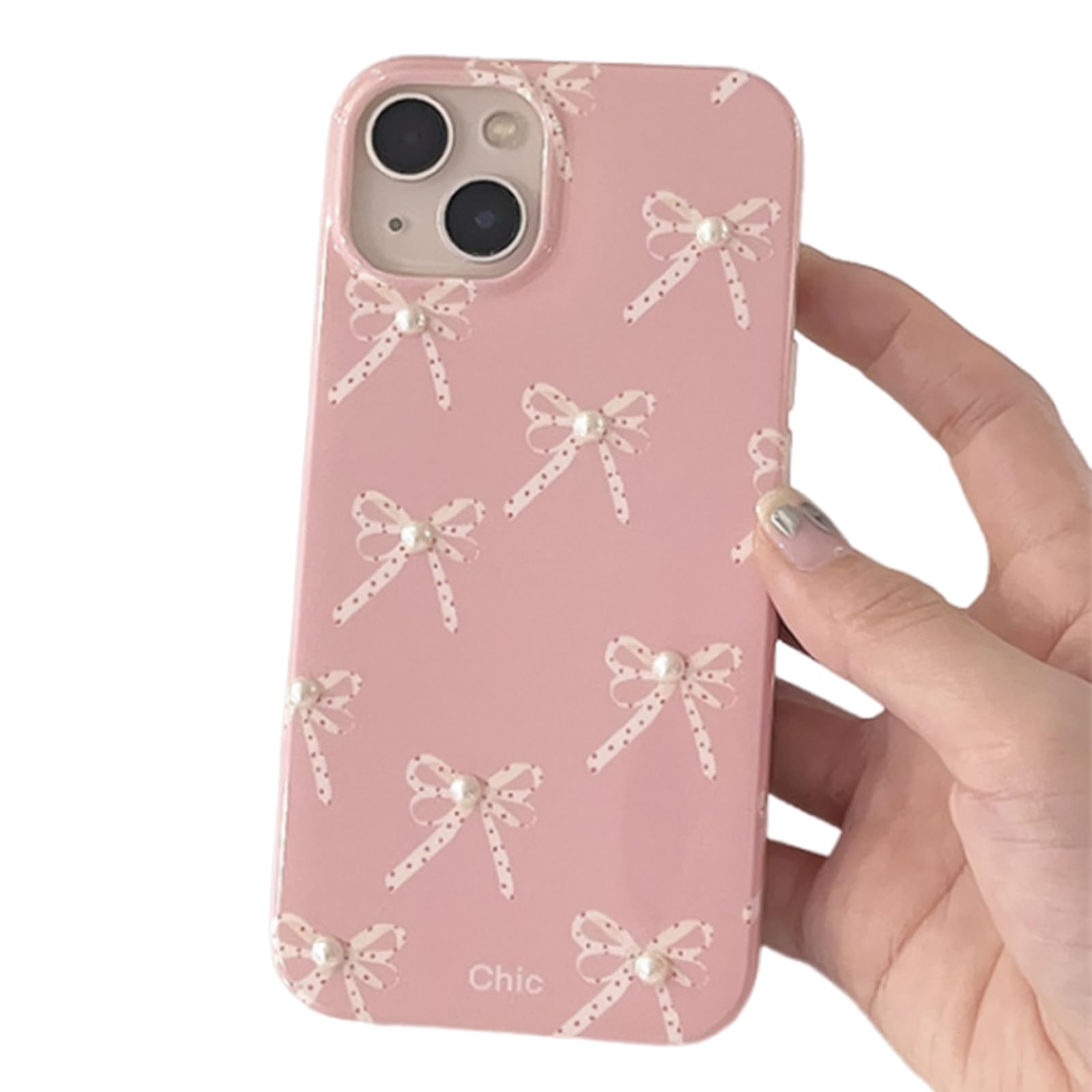 Elegant Pink Bow Phone Case Compatible with iPhone 11/12/13/14/15 Pro Max - Slim Protective Cover for Women & Girls - Perfect for Everyday Use, Gift Giving & Special Occasions