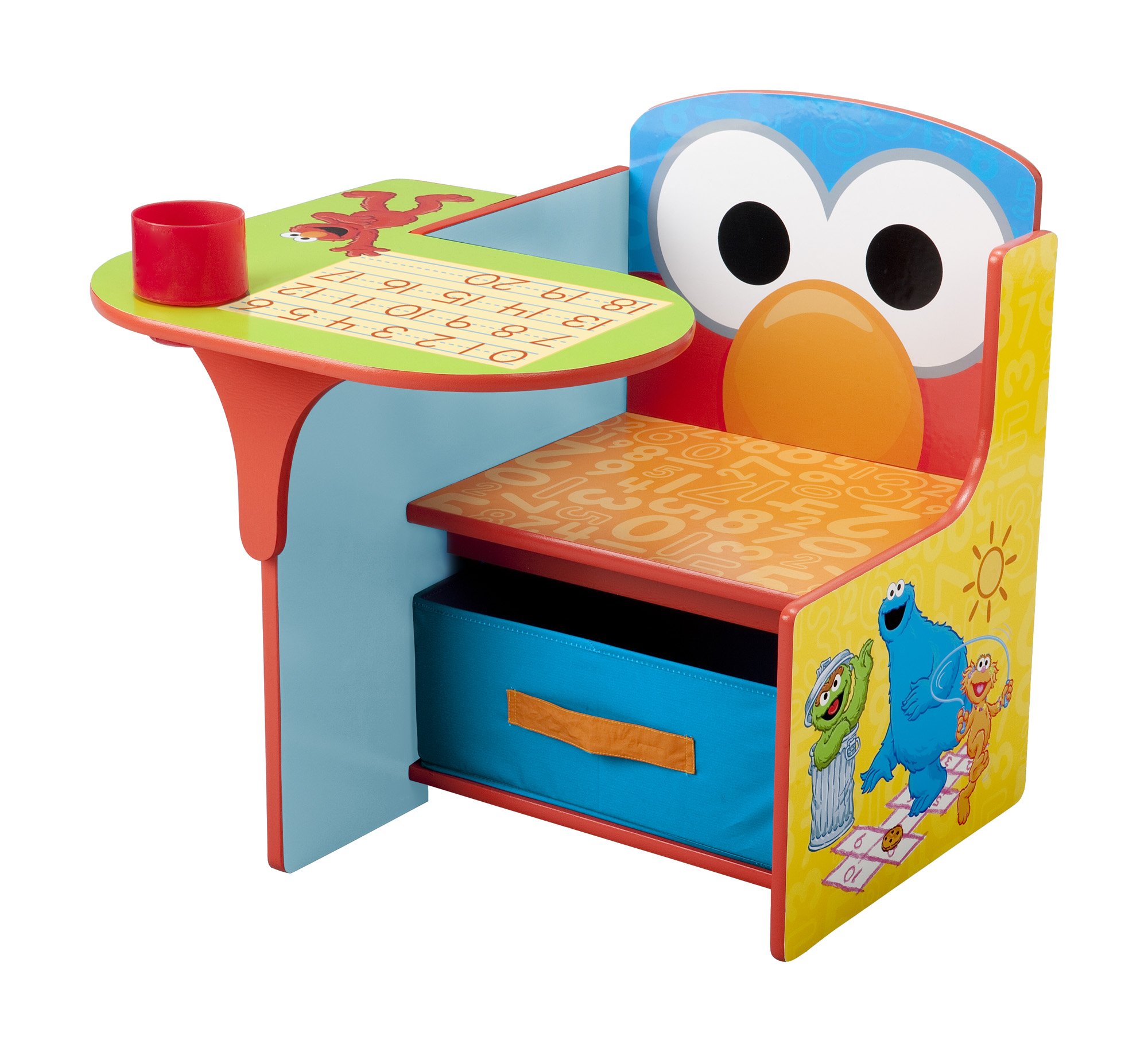 Delta Children Sesame Street Chair Desk with Storage Bin - Kids Study & Play Table for Home, School, and Daycare Use