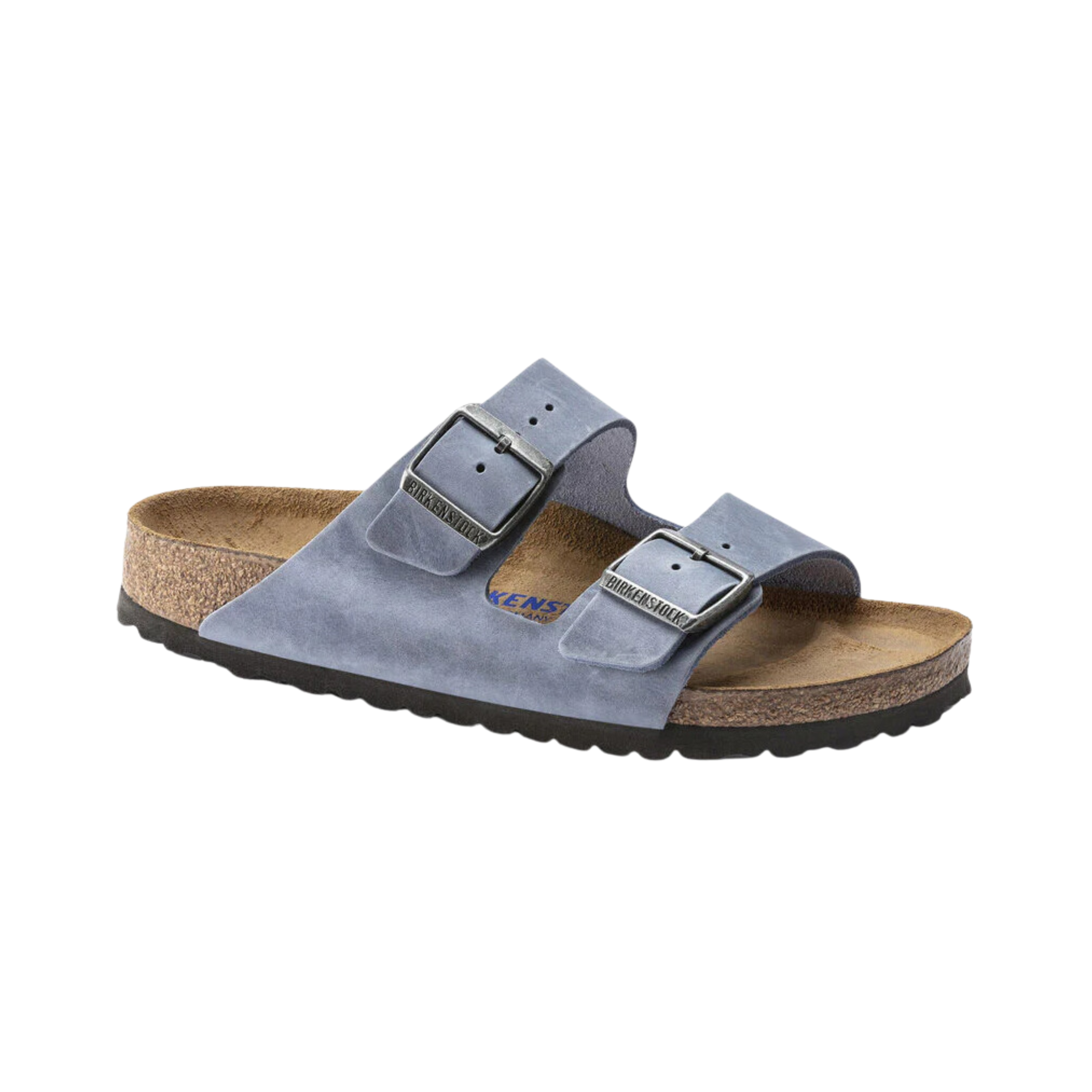 Arizona Soft Footbed Sandals for Men & Women - Genuine Oiled Leather in Dusty Blue | Comfortable Casual Shoes for Beach, Travel & Everyday Wear
