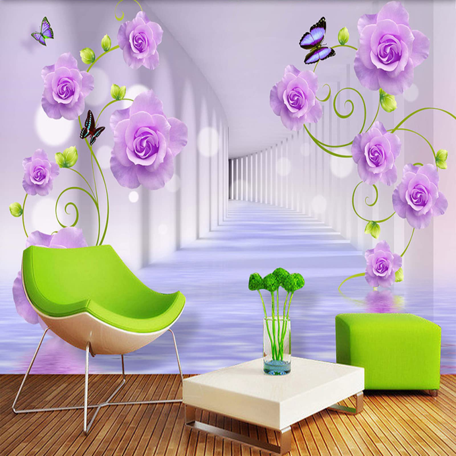 Modern Purple Rose Large Removable 3D Wall Mural - 137.8x100 Inches (WxH) - Eye-Catching Floral Wall Sticker for Living Room, TV Background & Sofa Decor - Perfect for Home, Office & Bedroom Wall Decoration