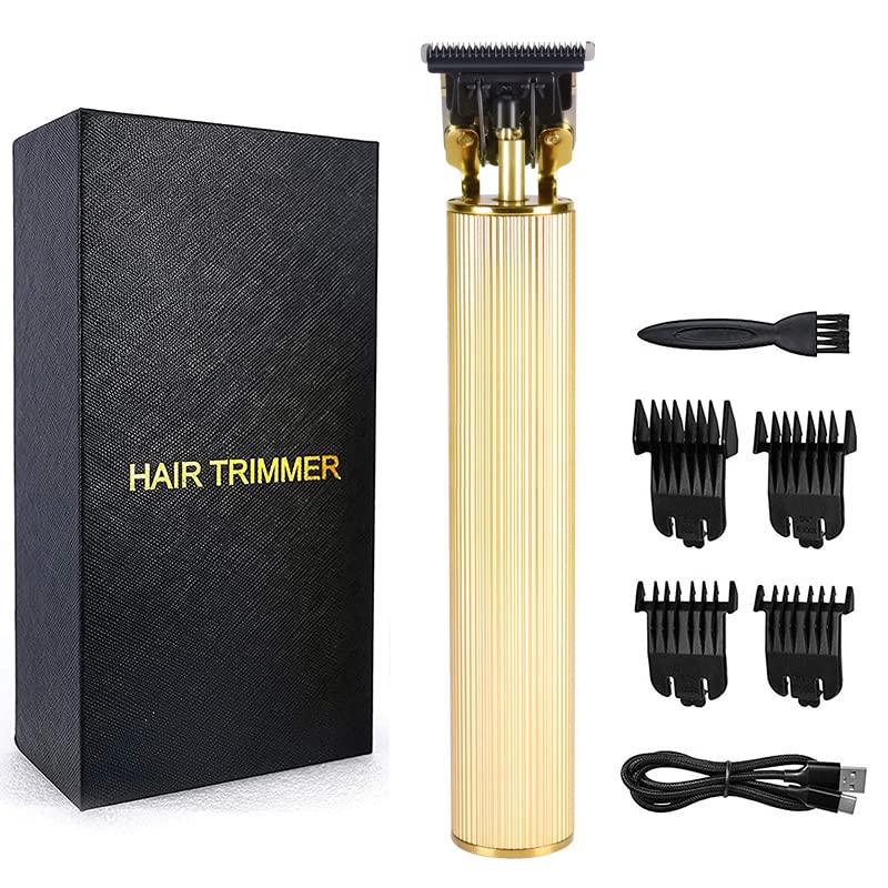 Professional USB Rechargeable Hair Clippers for Men - Gold Electric Hair Trimmer & Shaver Kit for Home Barber Cutting & Grooming | Perfect for DIY Haircuts, Beard Trimming & Personal Styling