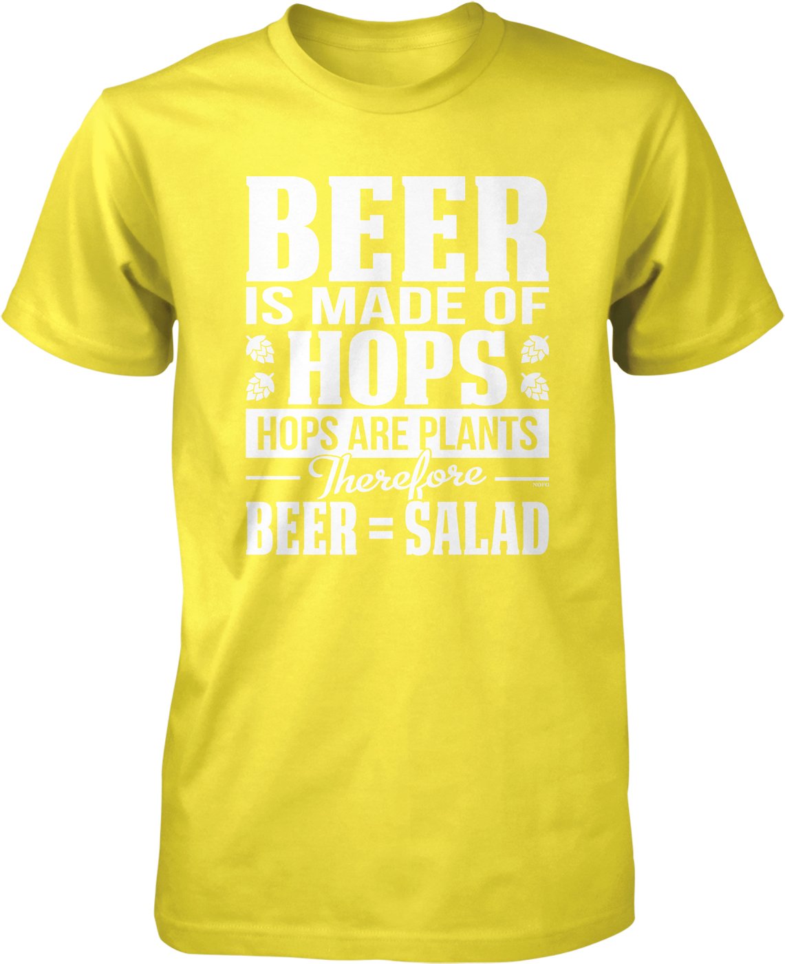 NOFO Clothing Co Men's T-Shirt - Beer is Made of Hops, Beer is Salad Funny Graphic Tee - Casual Wear for Beer Lovers & Home Brewers