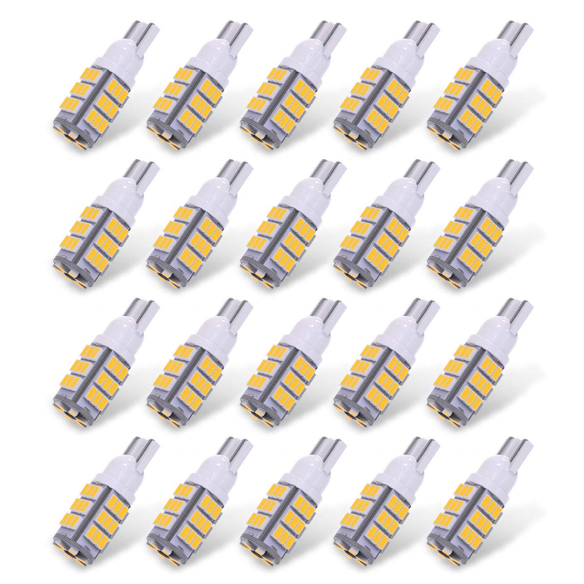 YITAMOTOR 921 RV Interior LED Light Bulbs - 20-Pack Super Bright T10 912 194 LED Bulbs for RV, Camper, Car Dome, Map, Door, License Plate, Trailer Backup & Reverse Lights - Warm White 42-SMD - Perfect for Night Driving and Interior Lighting Upgrades