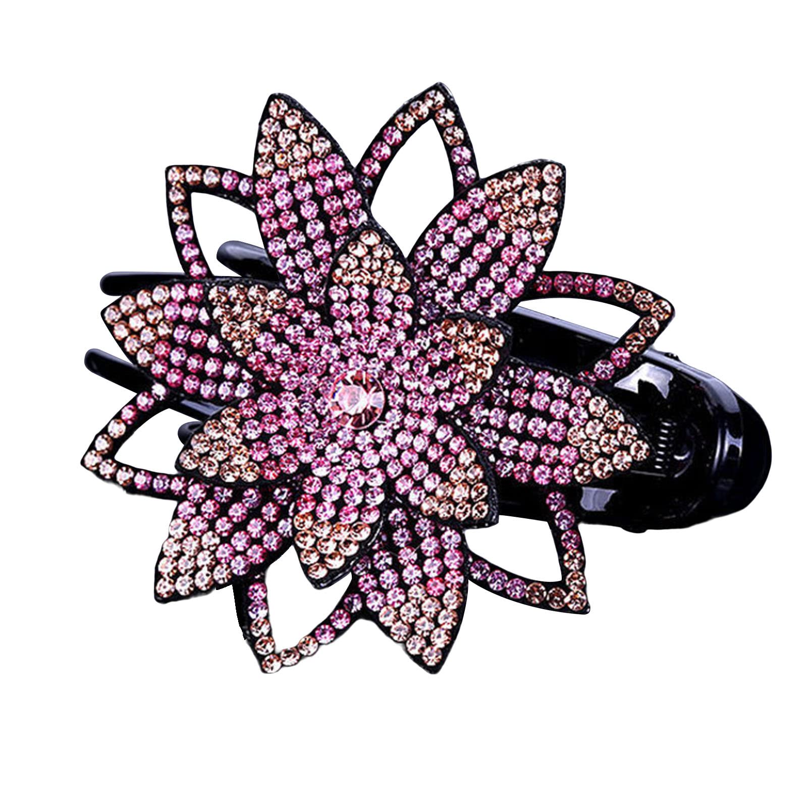 Large Flower Shaped Duckbill Hair Clip for Women - Shiny Dovetail Hair Bun Pin, Rhinestone Hair Accessories for Updo, Ponytail & Special Occasions
