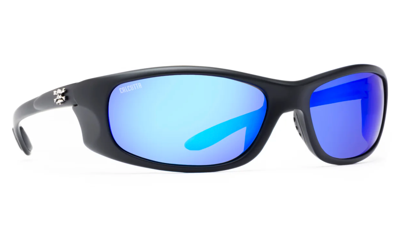 Calcutta San Jose Polarized Sunglasses - Matte Black Frame with Blue Mirror Lens - UV Protection for Driving, Fishing & Outdoor Activities