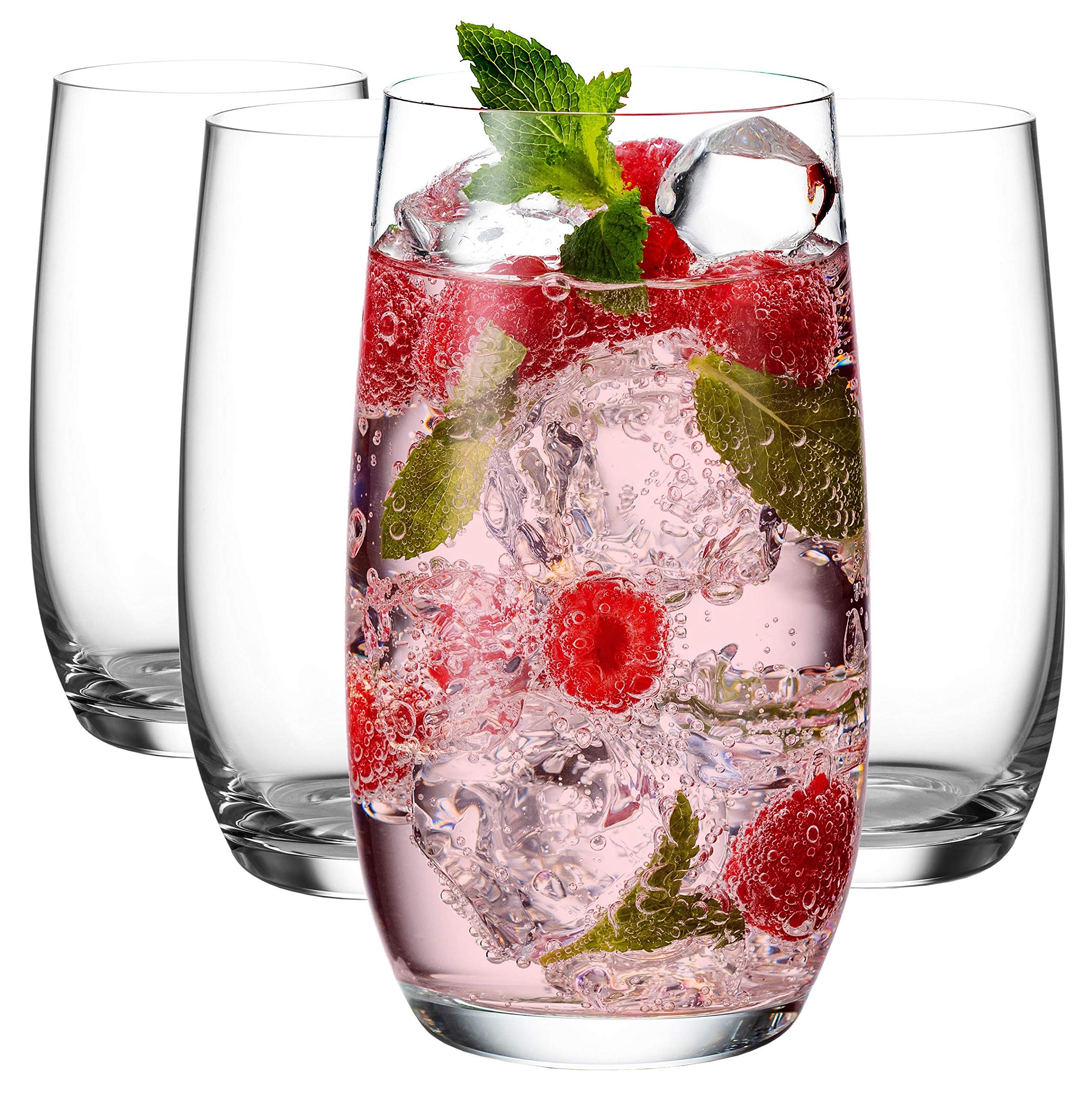 Godinger 16oz Highball Glasses Set of 4 - Premium European Made Tall Drinking Glasses for Cocktails, Iced Tea, Juice & Beverages - Elegant Barware for Home, Parties & Restaurants