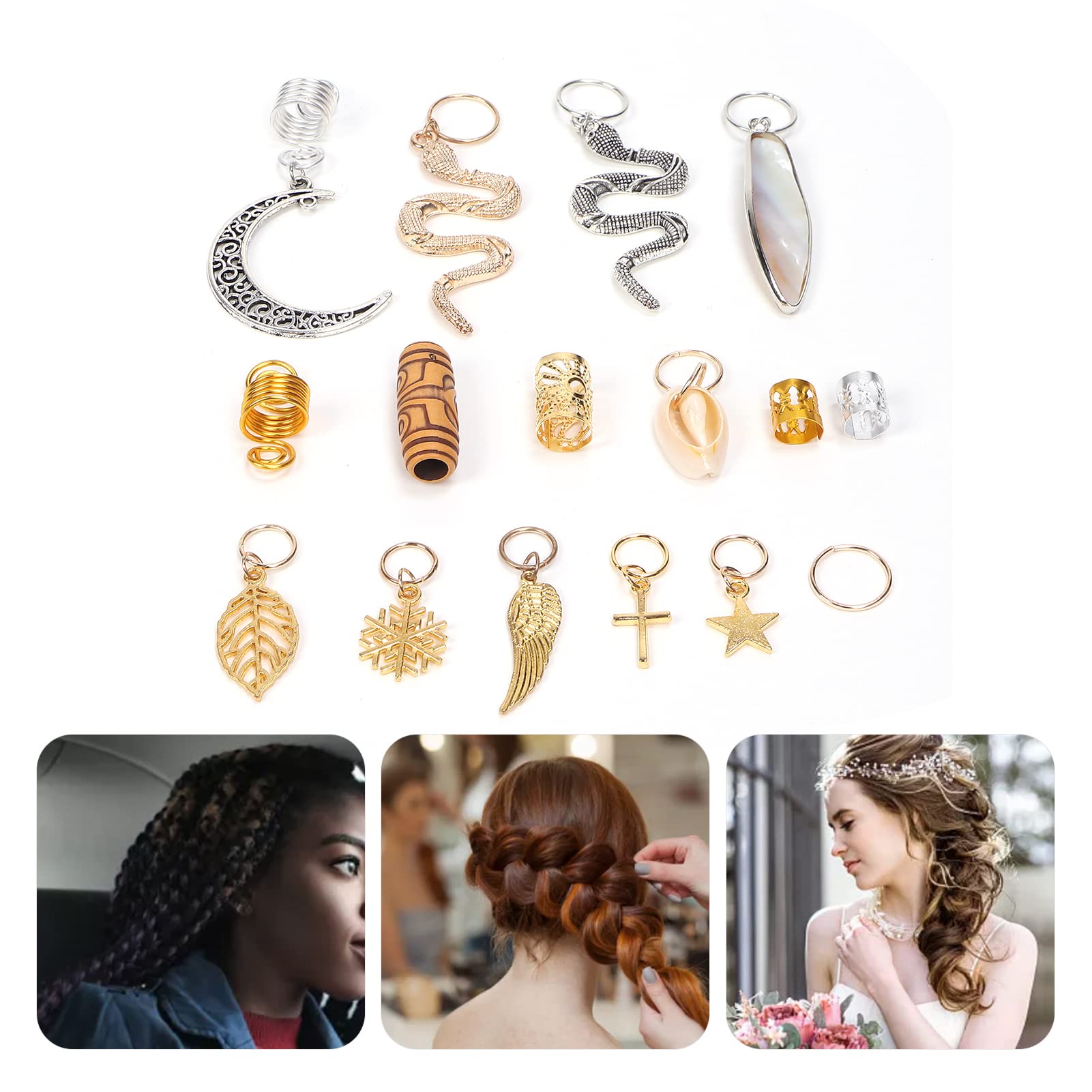 69-Piece Alloy Hair Jewelry Set - Hair Coils, Braid Rings, Cuffs & Pendants for Women with Gift Box | Perfect for Boho Hairstyles, Weddings & Festival Hair Accessories