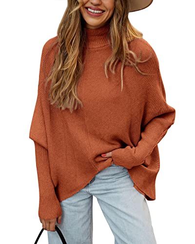 Imily Bela Women's Oversized Batwing Sweater - Soft Loose Turtle Neck Knit Pullover Tunic Top for Women | Perfect for Casual Wear, Office Outfits & Winter Layering