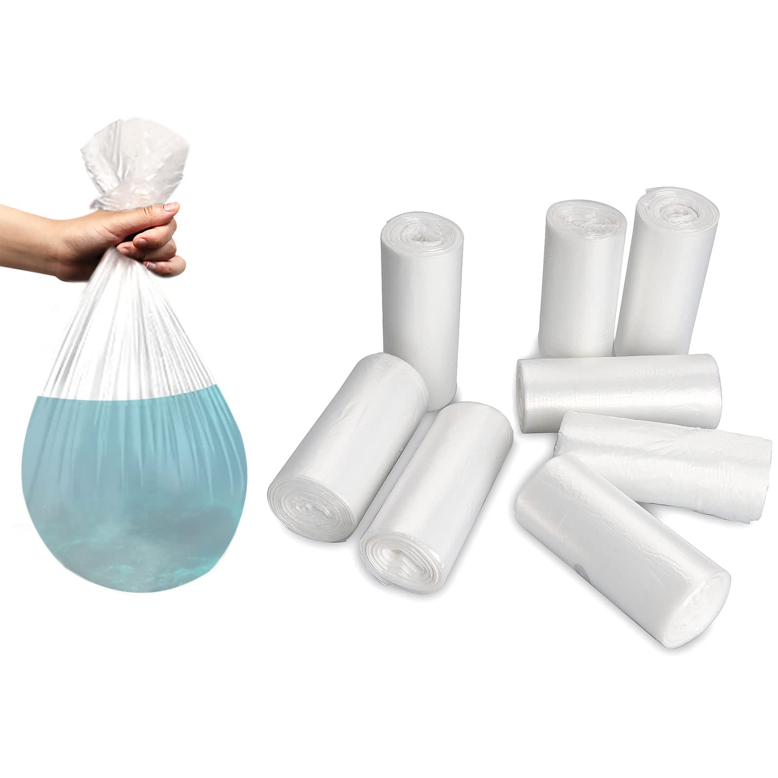 240 Pack Small Clear Trash Bags 0.5 Gallon - Strong Mini Garbage Bags for Office Desk, Bathroom, Bedroom & Car Waste Bins - Fits 0.4-0.8 Gallon Tiny Trash Cans | Perfect for Home, Office & Travel Use
