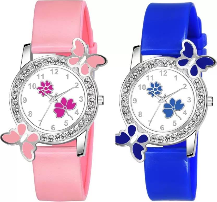 Butterfly Flower Dial Analog Watch for Women & Girls - Stylish PU Strap Designer Wristwatch | Trendy Casual & Dress Wear Accessory | Perfect for School, Office & Everyday Use