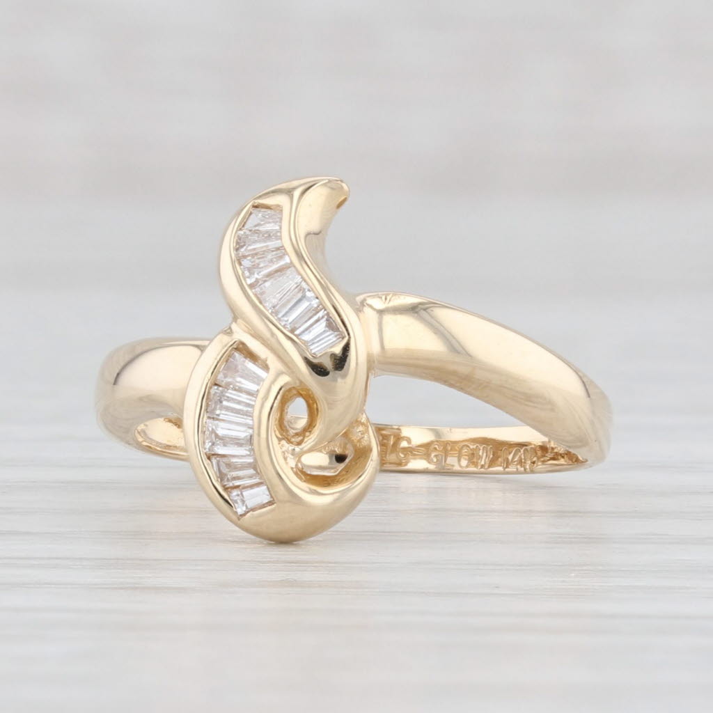 0.20ctw Baguette Diamond Knot Ring - 14k Yellow Gold Size 6.75 - Elegant Jewelry for Weddings, Anniversaries & Special Occasions