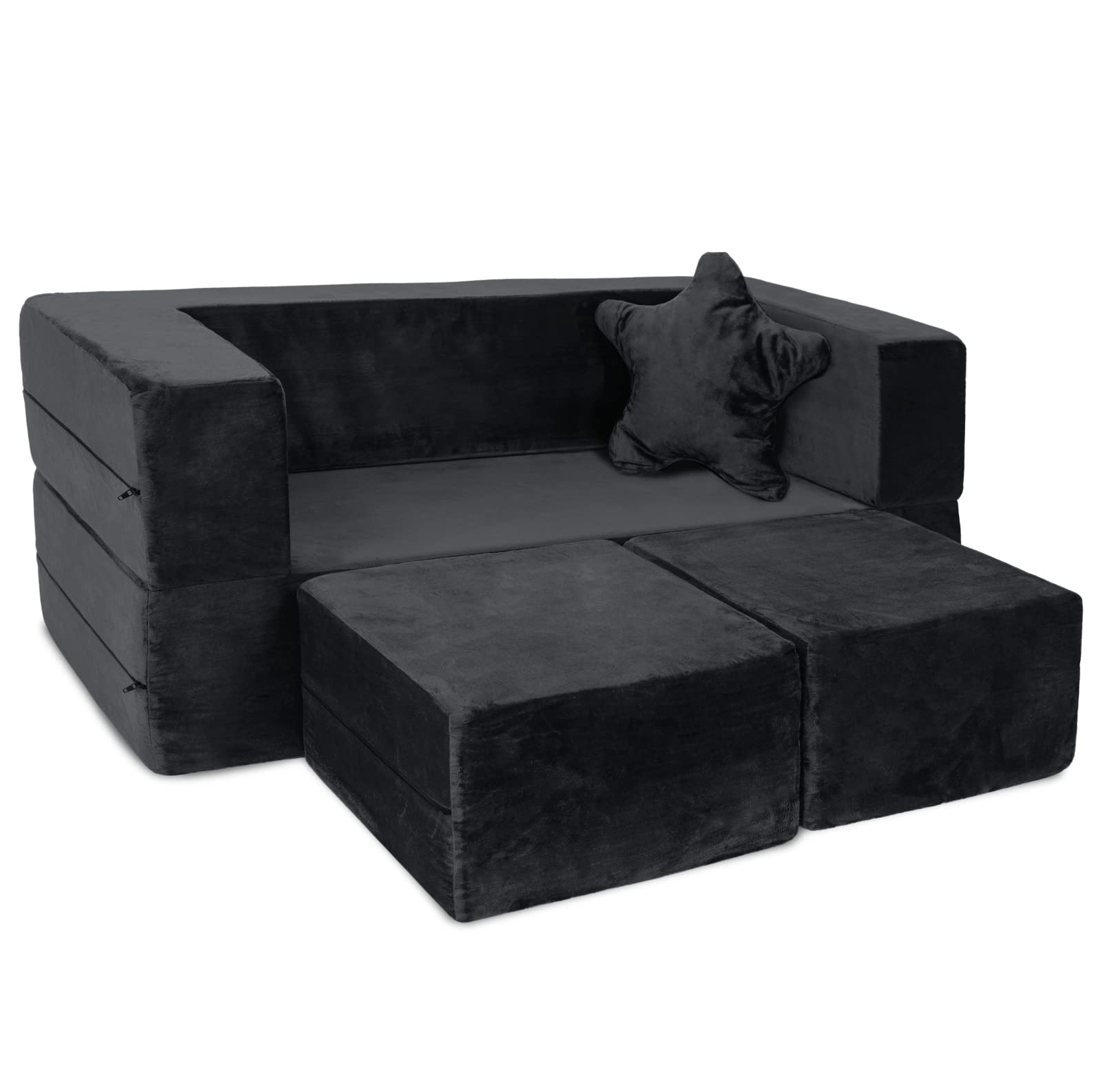 Milliard Kids Modular Sofa for Toddlers & Babies - Playroom & Bedroom Furniture with Bonus Pillow (Black) | Perfect for Playtime, Napping & Reading in Nursery or Daycare