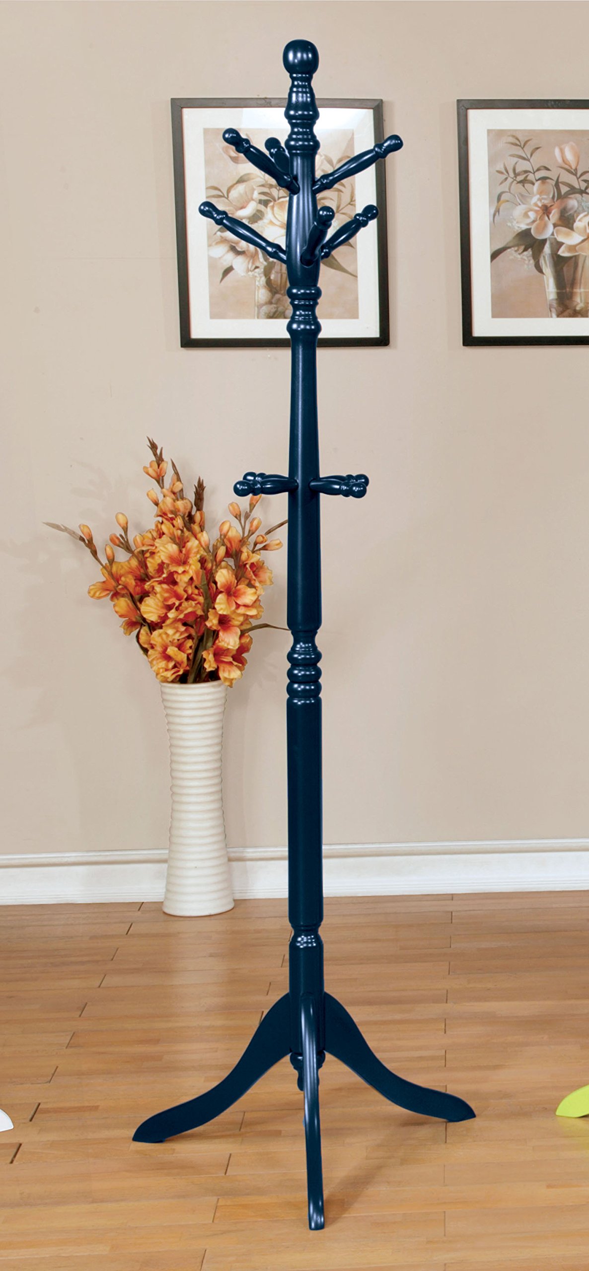 Furniture of America Kolora Wooden Youth Coatrack - Blue - Kids Bedroom & Entryway Hanging Organizer for Jackets, Hats & Bags