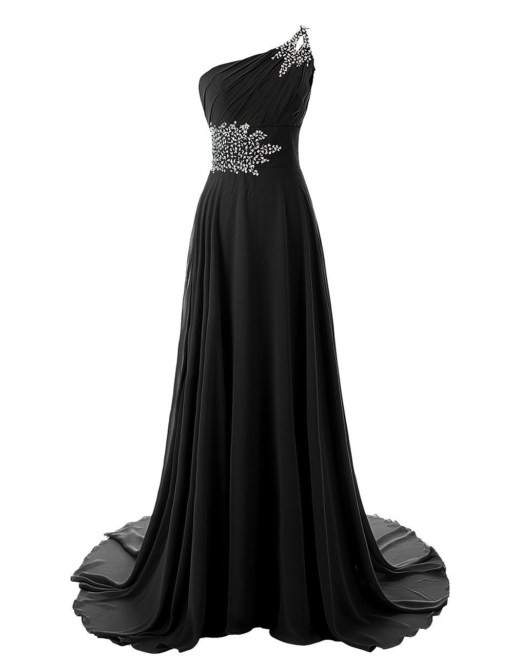 Meicuhap Women's One Shoulder Beaded Sequins Prom Dress - Long Chiffon Bridesmaid Gown for Evening Parties, Weddings & Special Occasions