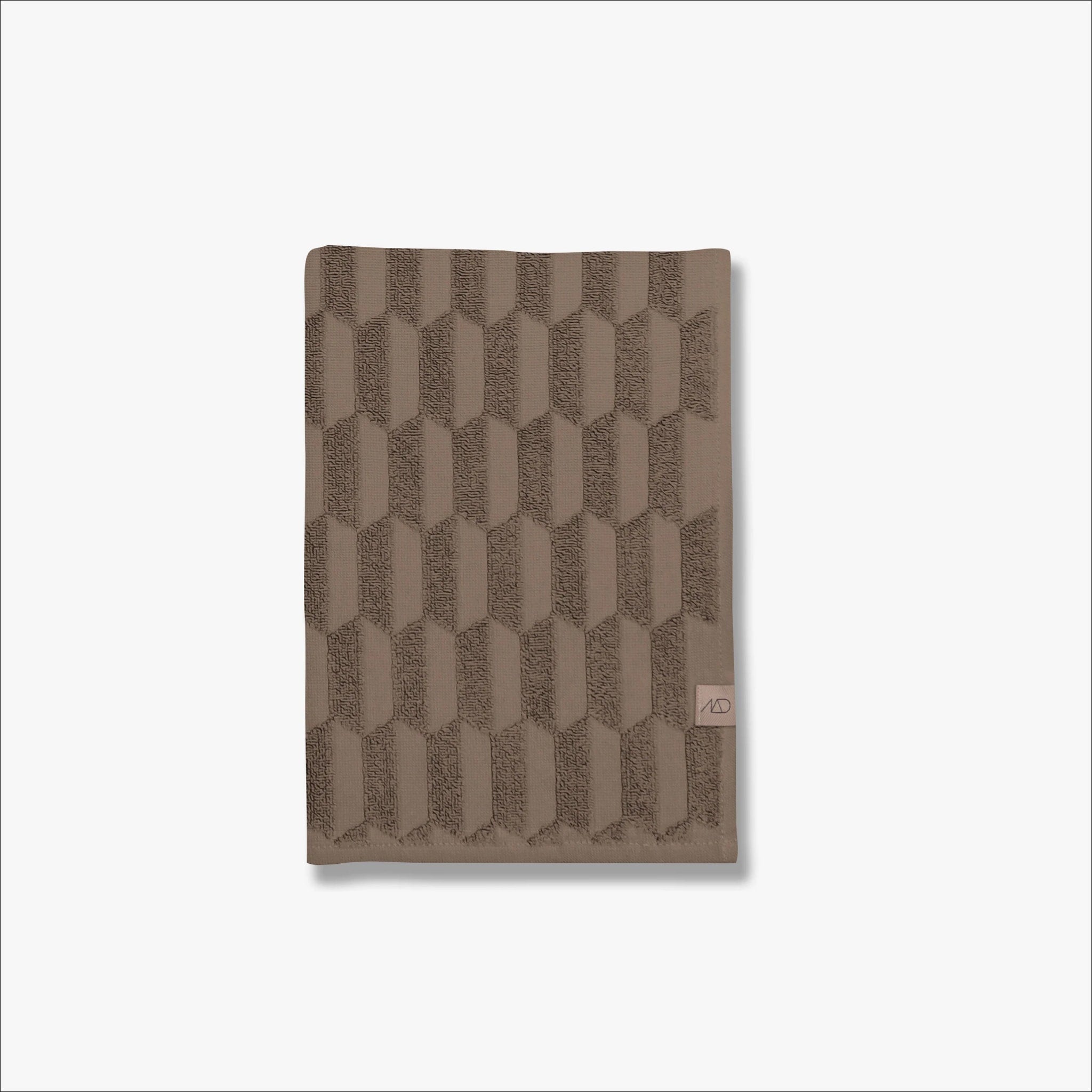 METTE DITMER Organic Cotton Geo Hand Towel Set (2 Pack) - 35x55 cm, Soft & Absorbent Bath & Kitchen Towels, Eco-Friendly Nougat Color for Spa, Gym, or Home Use