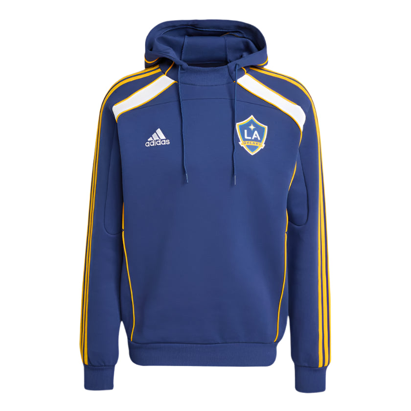 Adidas LA Galaxy 25/26 Travel Hoodie - Dark Blue Men's Soccer Hooded Sweatshirt | Perfect for Game Day, Travel & Casual Wear