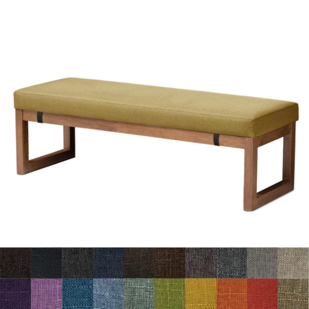 Kimgull Rectangle Bench Cushion 63x13.8x3.15 Inches - Washable & Removable Long Chair Pad with Non-Slip Backing - Indoor/Outdoor Garden Patio Furniture Chaise Swing Bench Mat in Yellow - Perfect for Porch, Deck, Poolside & Sunroom Relaxation