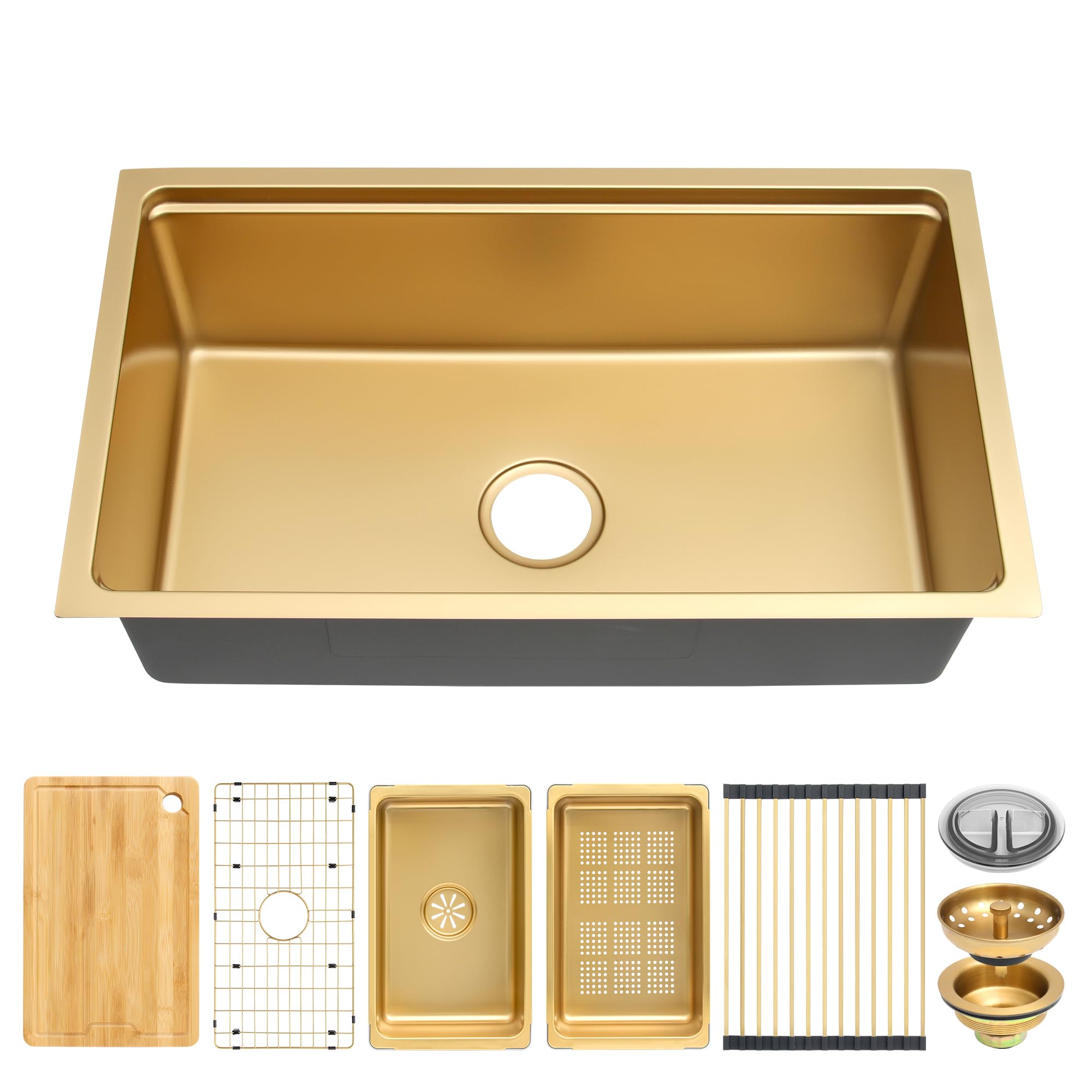 MILOSEN 30 Inch Undermount Kitchen Sink - Stainless Steel Single Bowl Workstation with Accessories | Large Deep Basin for Modern Kitchens, Dishwashing & Food Prep