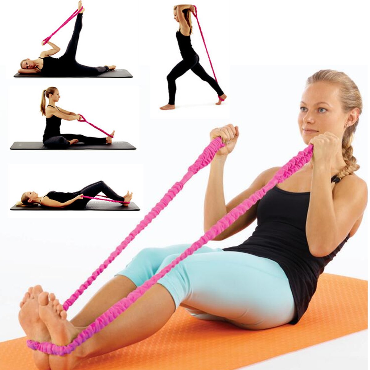 Premium Latex Nylon Resistance Bands with Cord Cover - Heavy Duty Exercise Tubes for Strength Training, Flexibility, Stretching & Warm Up | Ideal for Home Gym, Yoga, Pilates, Ballet, Cheerleading, Dance & Gymnastics | Leg Strap Included for Versatile Workouts