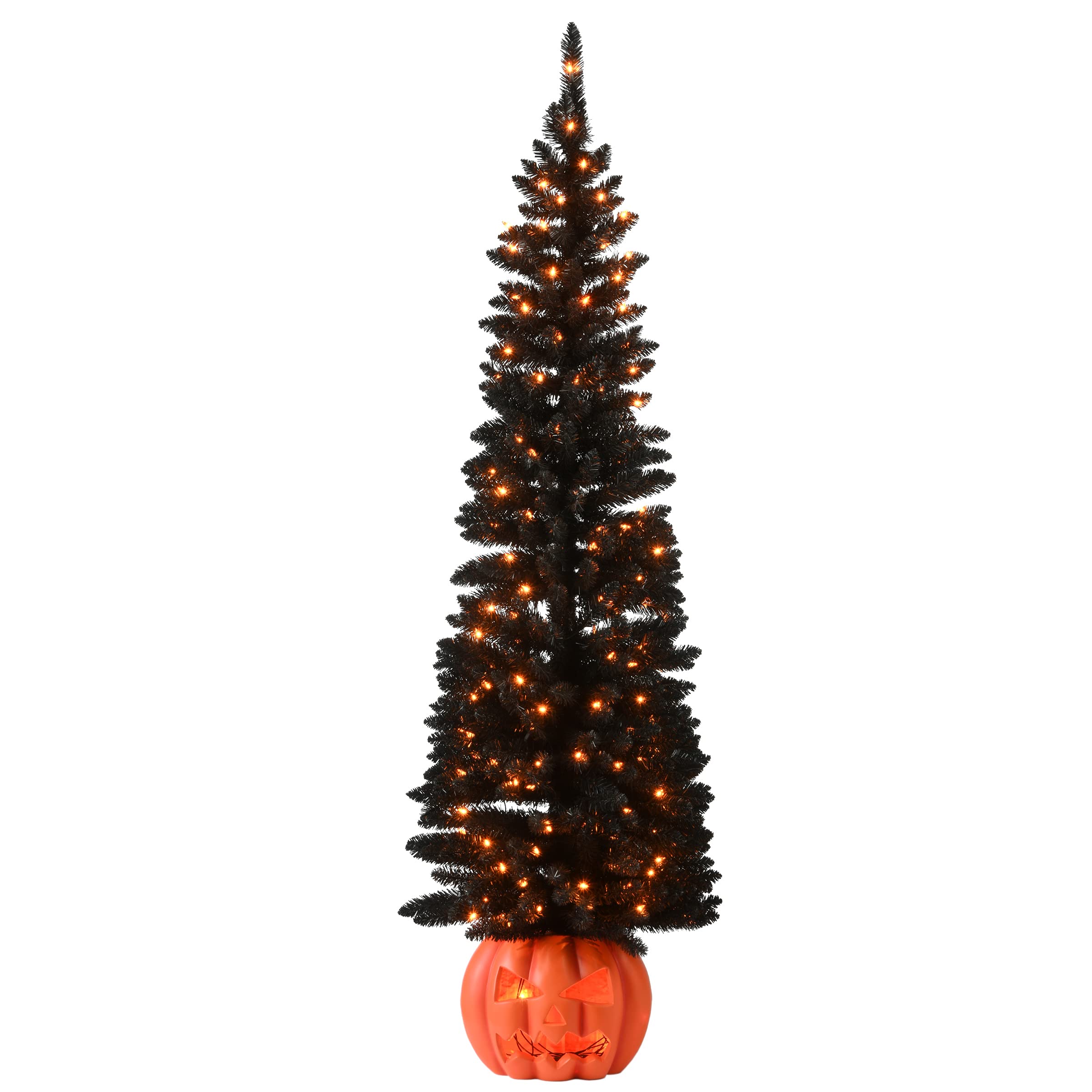 6 ft. Halloween Half Tree with Orange LED Lights - Spooky Indoor/Outdoor Decor for Halloween Party, Haunted House, and Yard Display