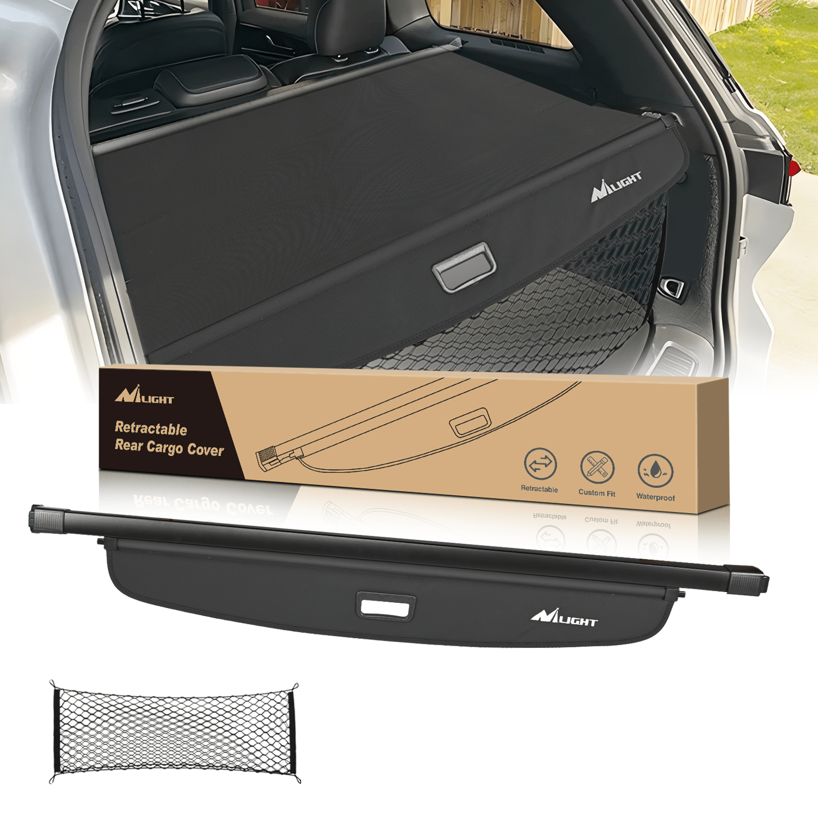 2022-2024 Jeep Grand Cherokee WL Trunk Cargo Cover - Waterproof Storage Organizer for SUV Accessories | Perfect for Road Trips, Camping & Grocery Hauling