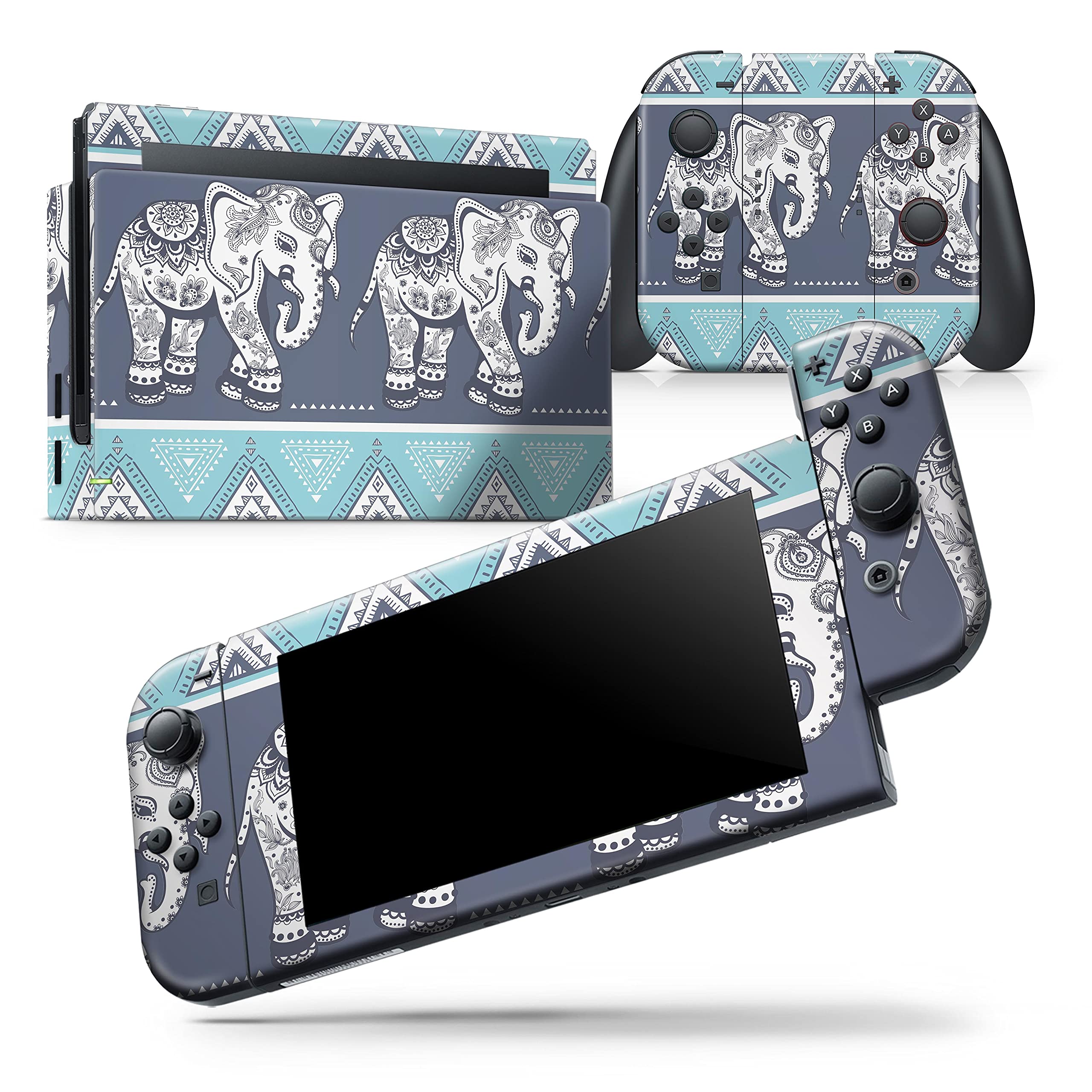 Nintendo Switch & Joy-Con Protective Vinyl Skin Wrap - Scratch-Resistant Removable Decal Cover with Sacred Elephant Design - Perfect for Gaming, Travel & Console Protection