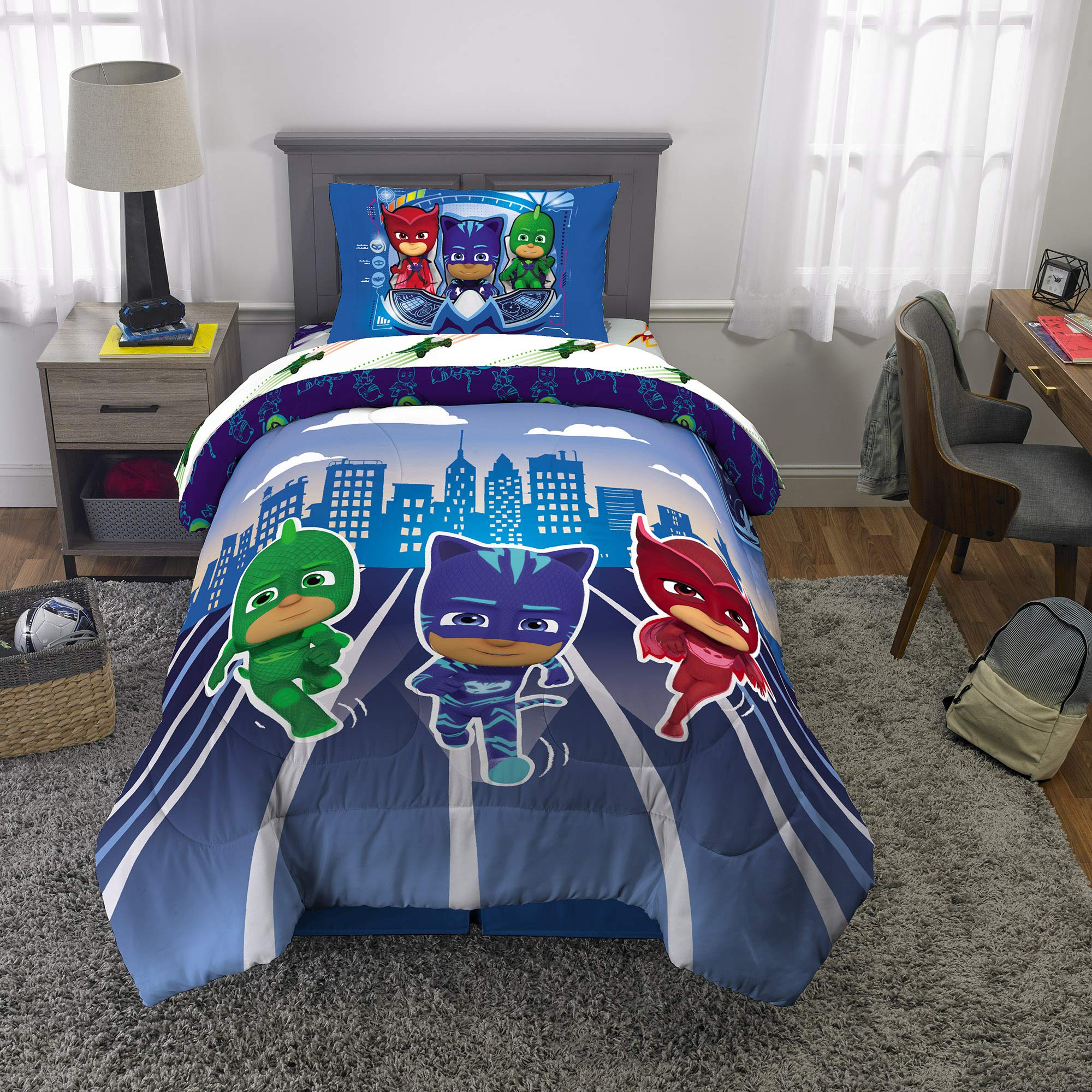 PJ Masks 5-Piece Bed Set with Gekko, Catboy & Owlette - Kids' Bedroom Decor